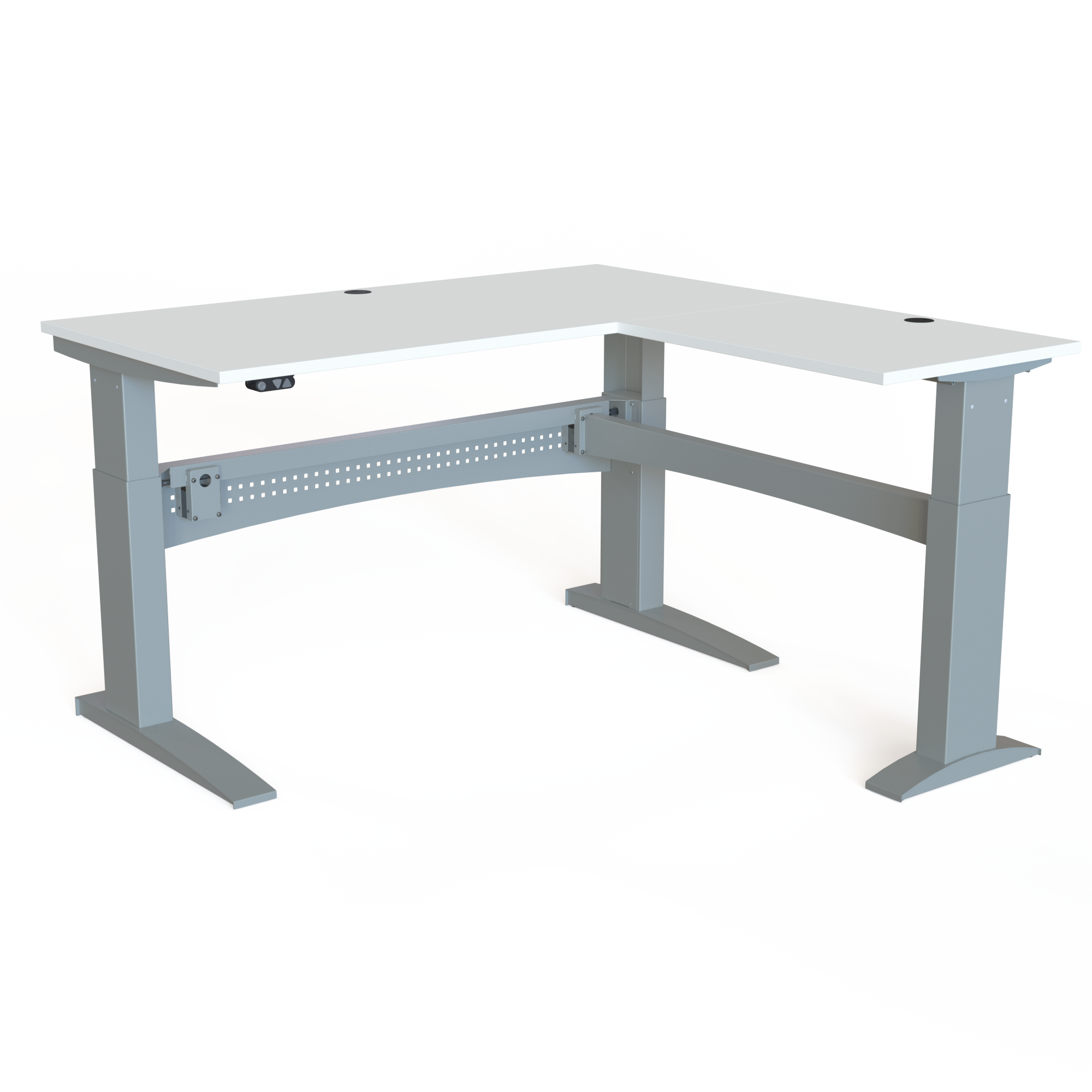 Elektrisch verstelbaar bureau | 160x160 cm | Wit met zilver frame