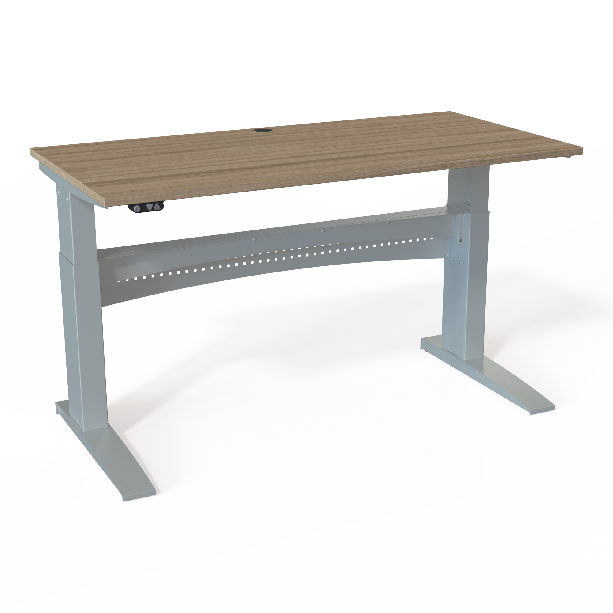 Elektrisch verstelbaar bureau | 160x80 cm | Walnoot met zilver frame