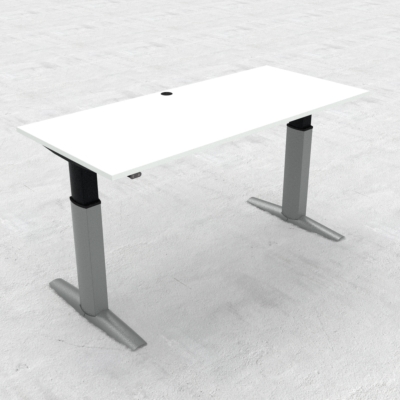 Elektrisch verstelbaar bureau | 180x80 cm | Wit met zilver frame