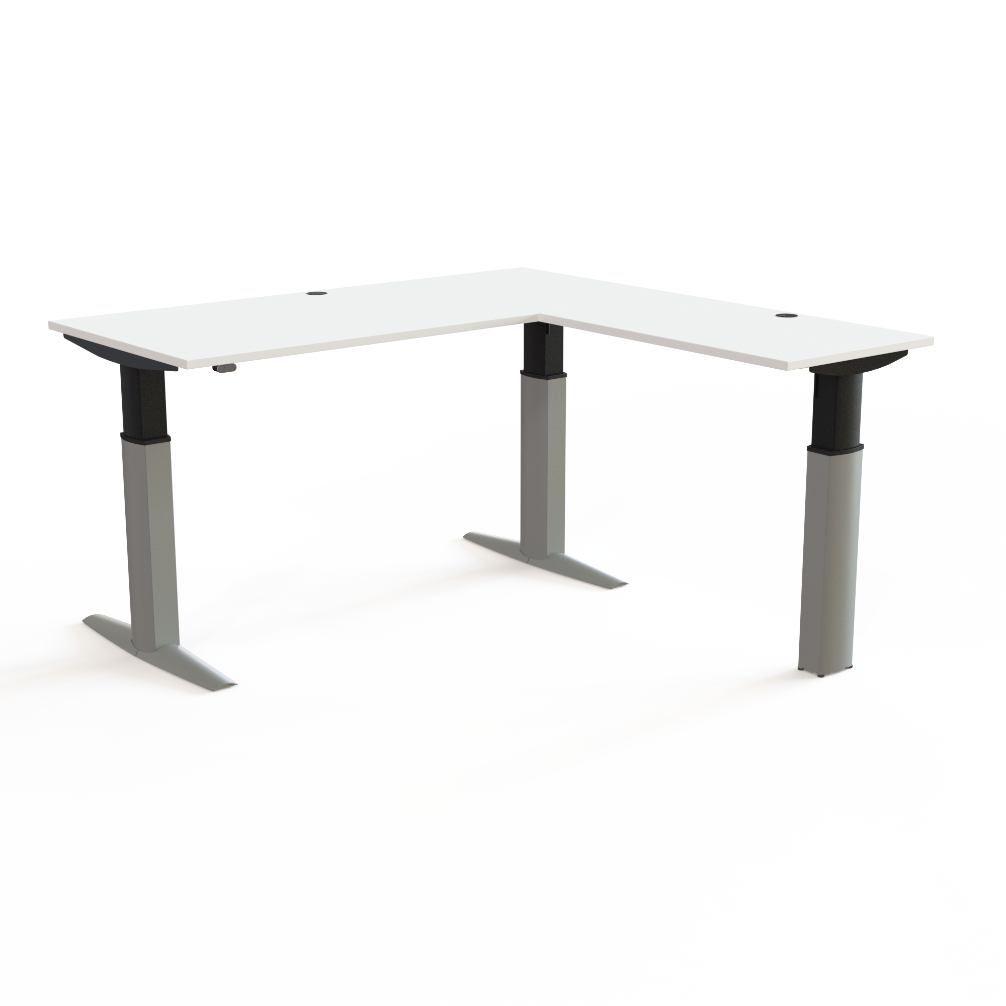 Elektrisch verstelbaar bureau | 180x180 cm | Wit met zilver frame