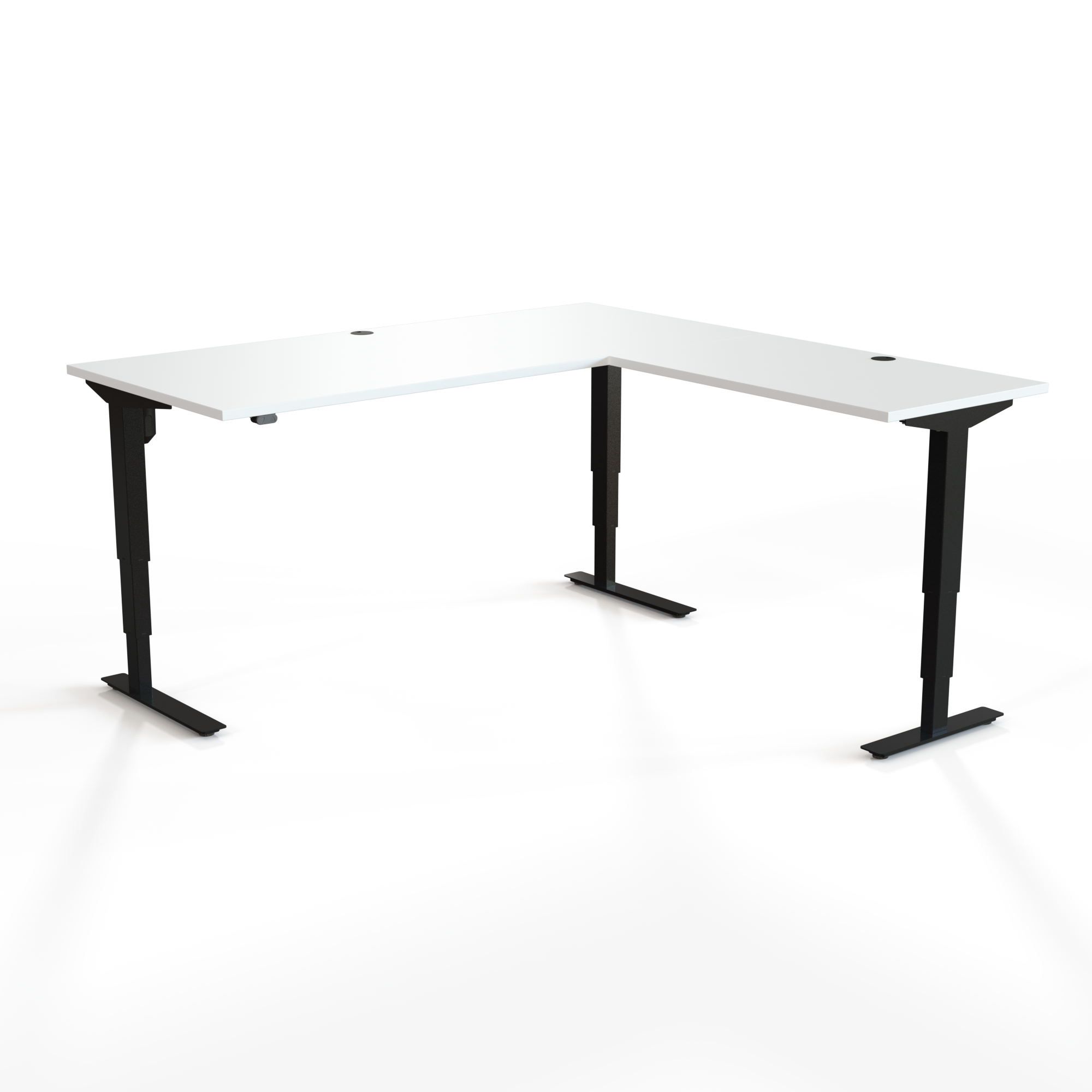 Elektrisch verstelbaar bureau | 180x180 cm | Wit met zwart frame