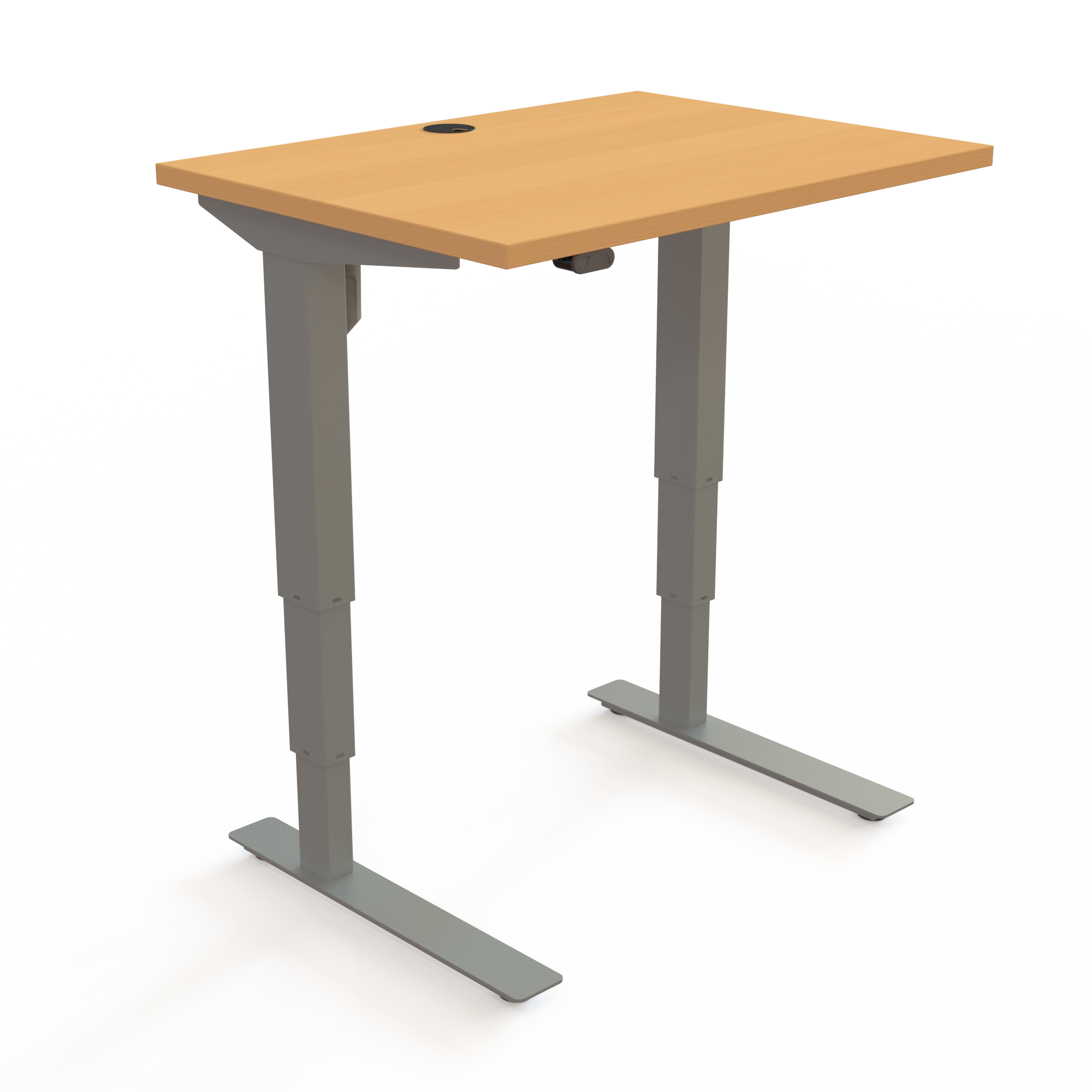 Elektrisch verstelbaar bureau | 80x60 cm | Beuken met zilver frame