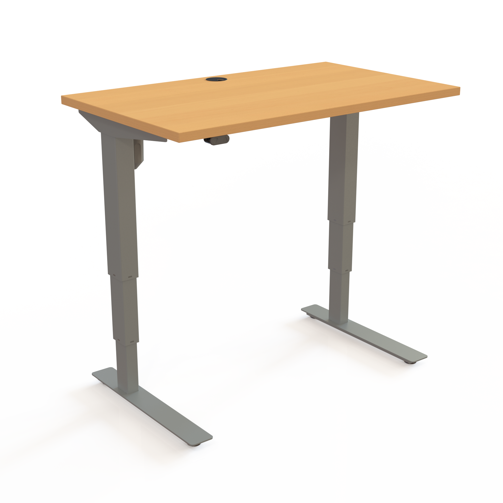 Elektrisch verstelbaar bureau | 100x60 cm | Beuken met zilver frame