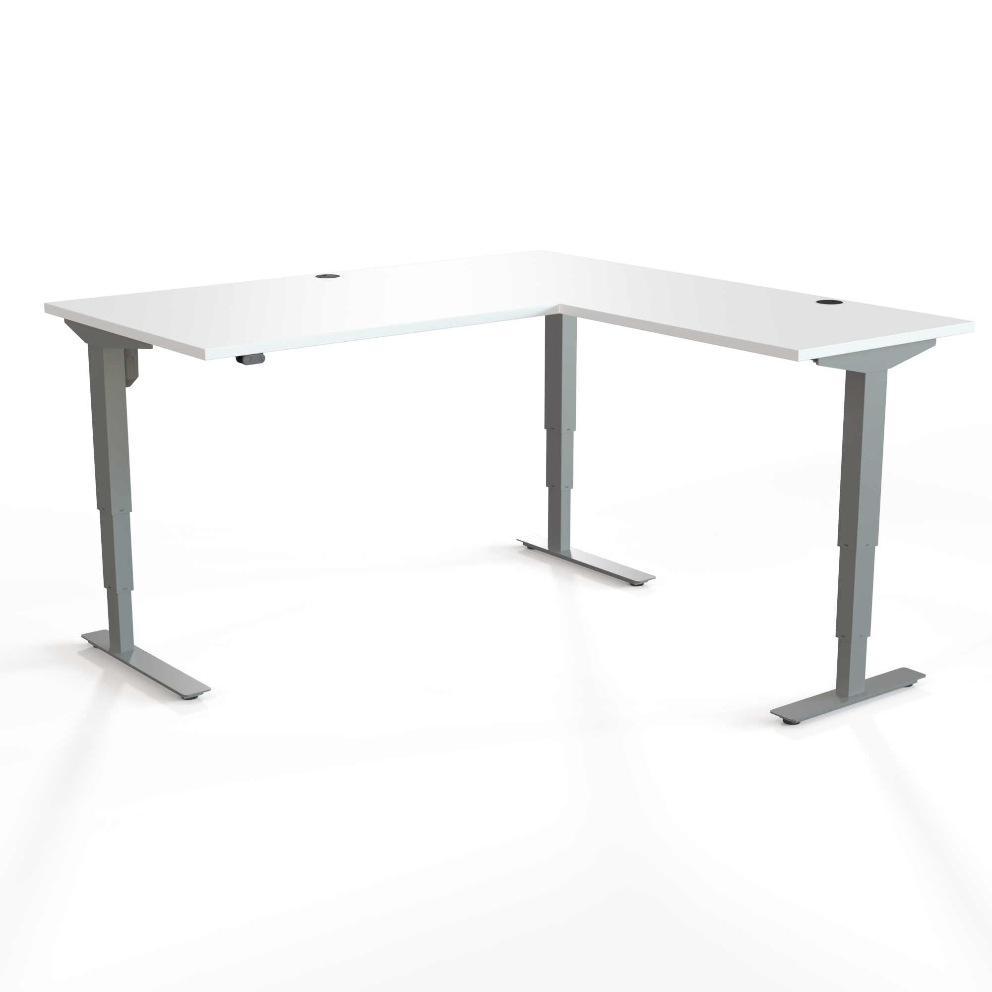Elektrisch verstelbaar bureau | 160x160 cm | Wit met zilver frame