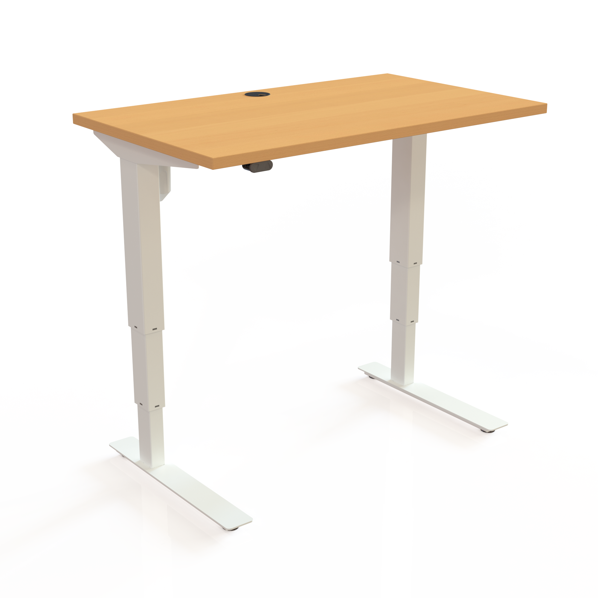 Elektrisch verstelbaar bureau | 100x60 cm | Beuken met wit frame