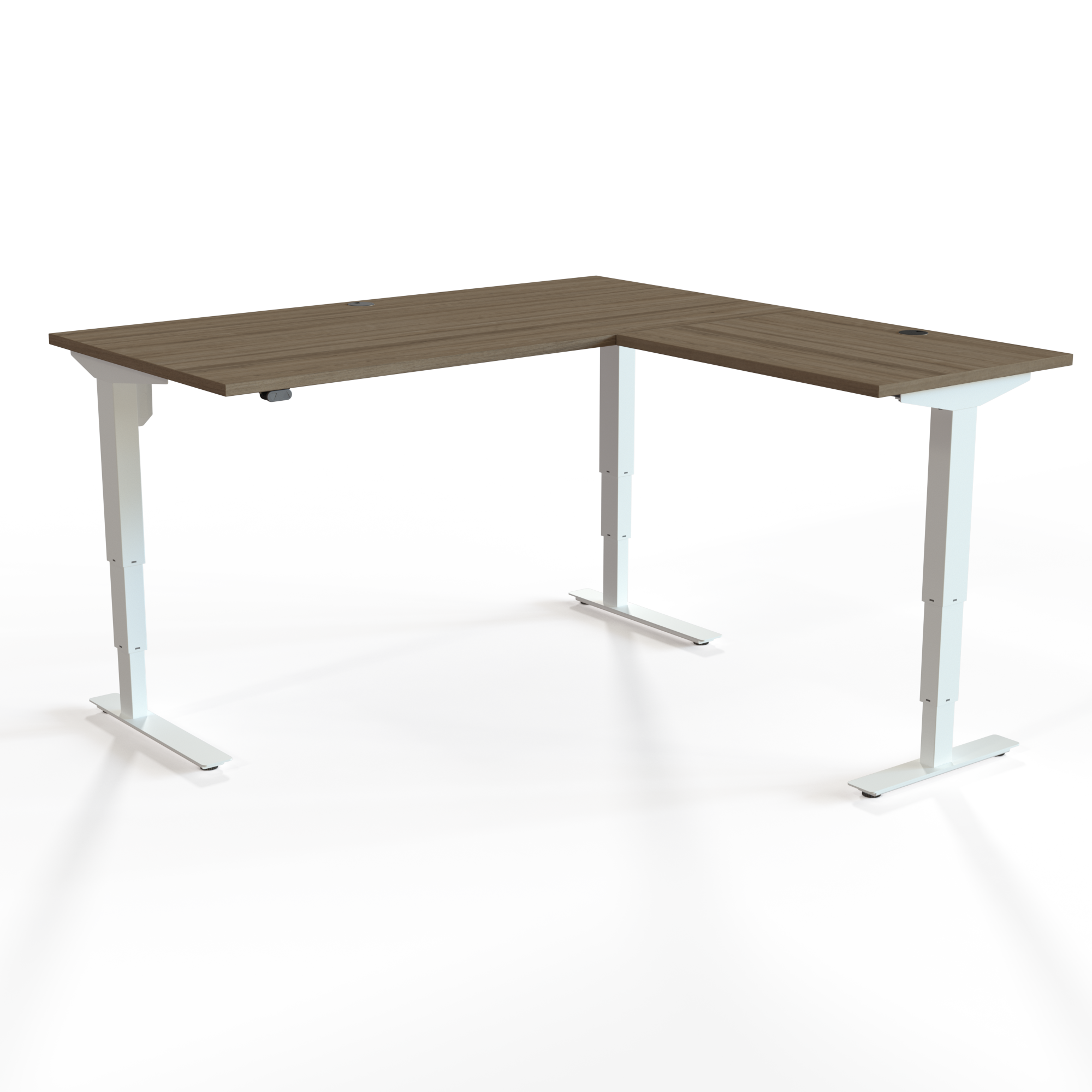 Elektrisch verstelbaar bureau | 160x160 cm | Walnoot met wit frame
