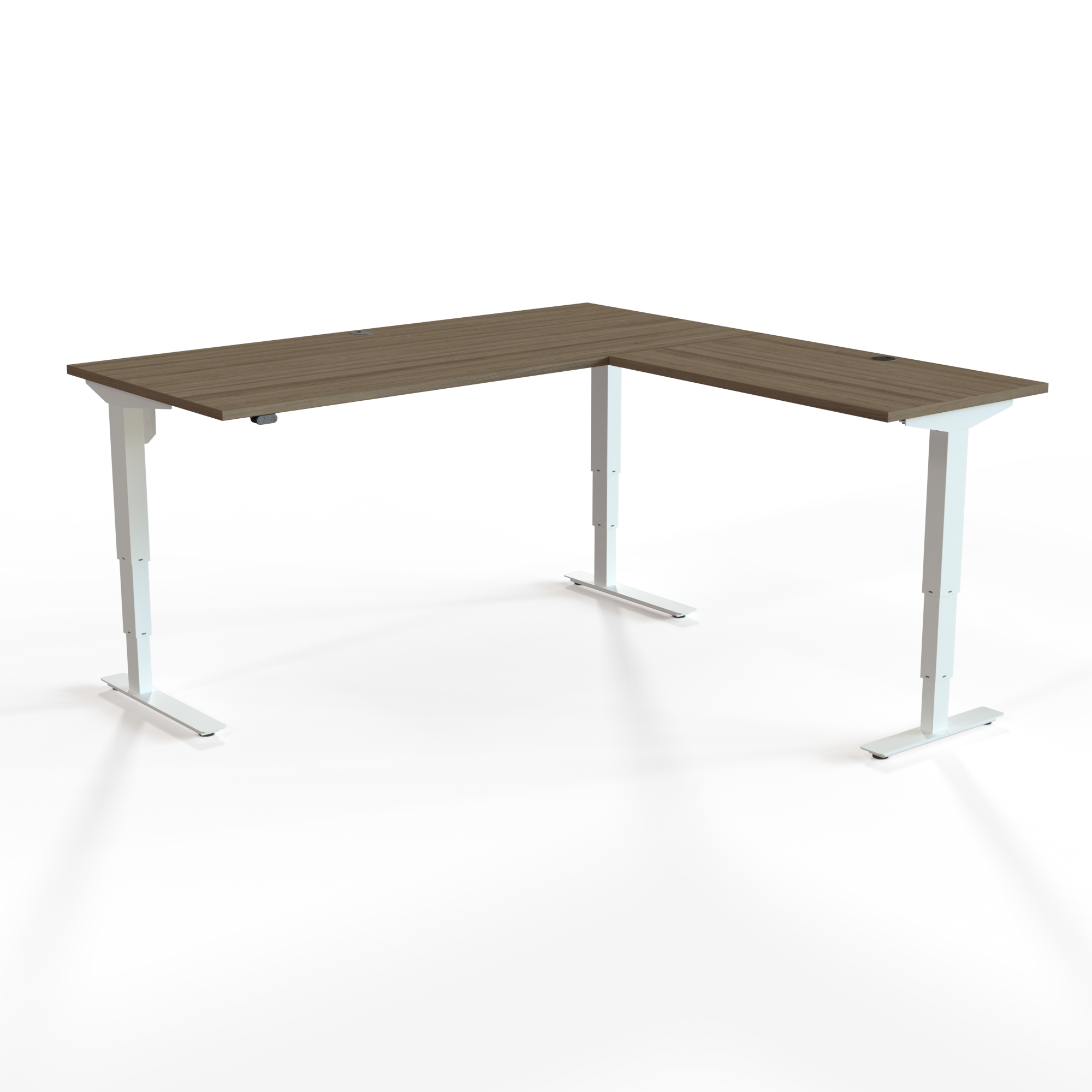 Elektrisch verstelbaar bureau | 180x180 cm | Walnoot met wit frame