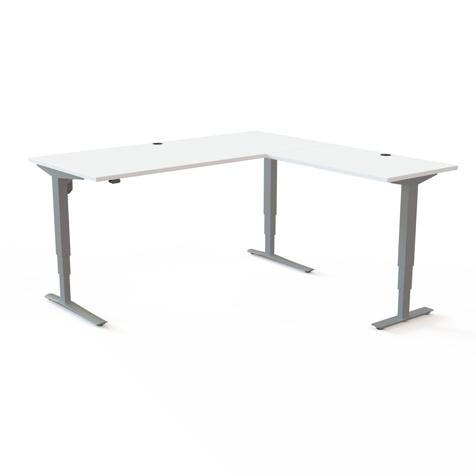 Elektrisch verstelbaar bureau | 180x180 cm | Wit met zilver frame
