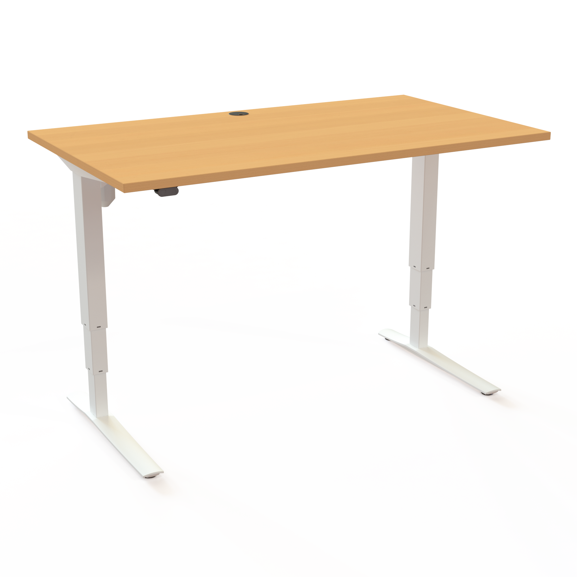 Elektrisch verstelbaar bureau | 140x80 cm | Beuken met wit frame