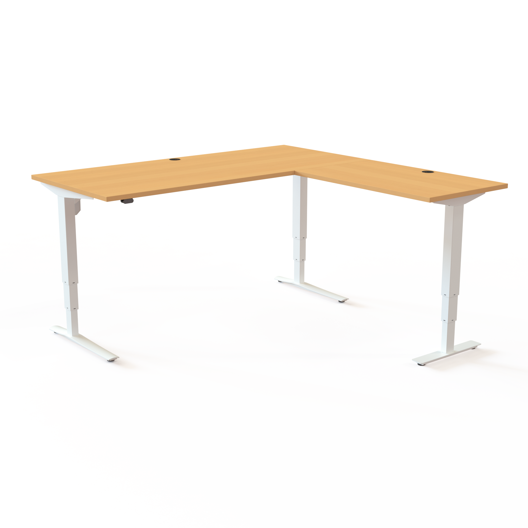 Elektrisch verstelbaar bureau | 180x180 cm | Beuken met wit frame