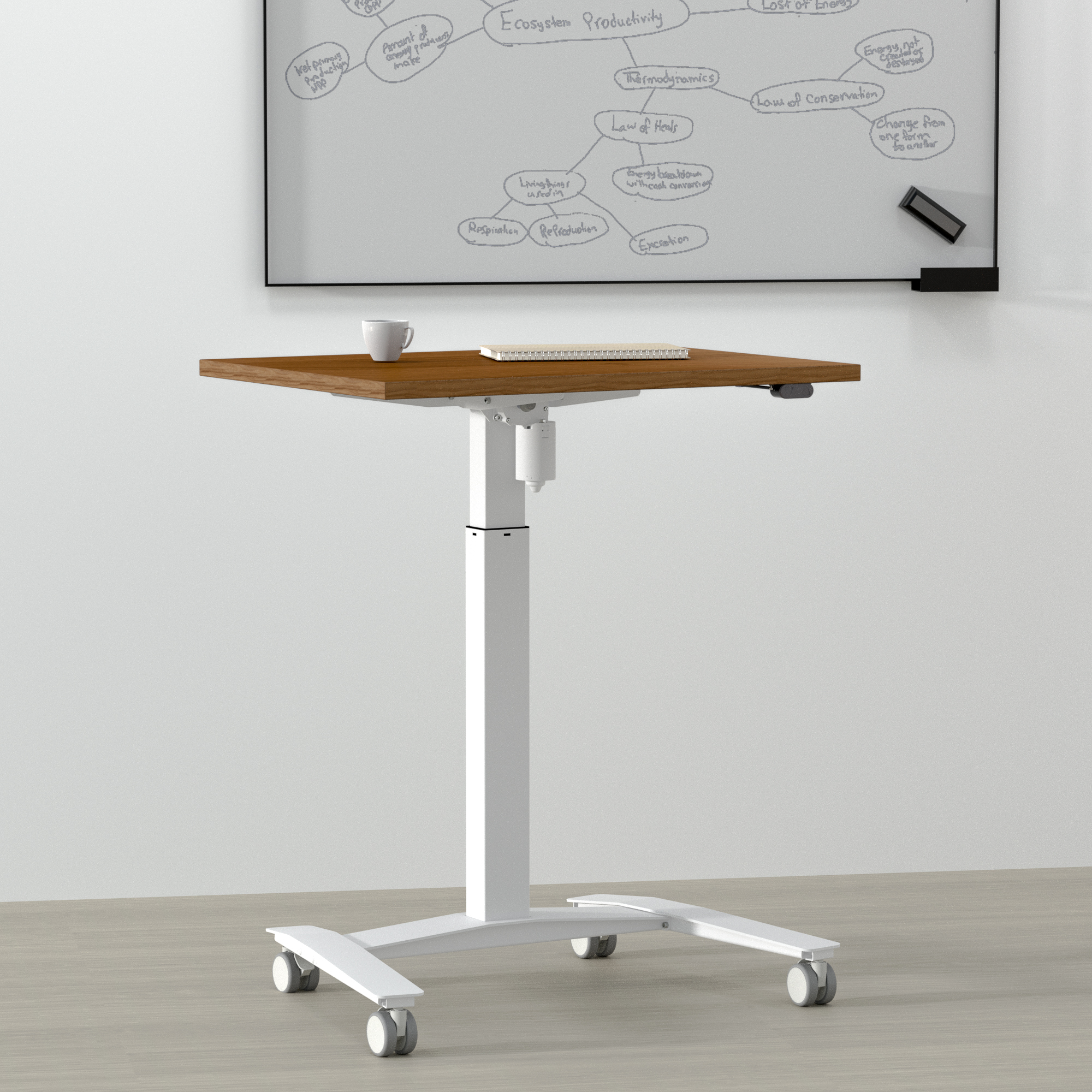 Elektrisch verstelbaar bureau | 100x80 cm | Walnoot met wit frame
