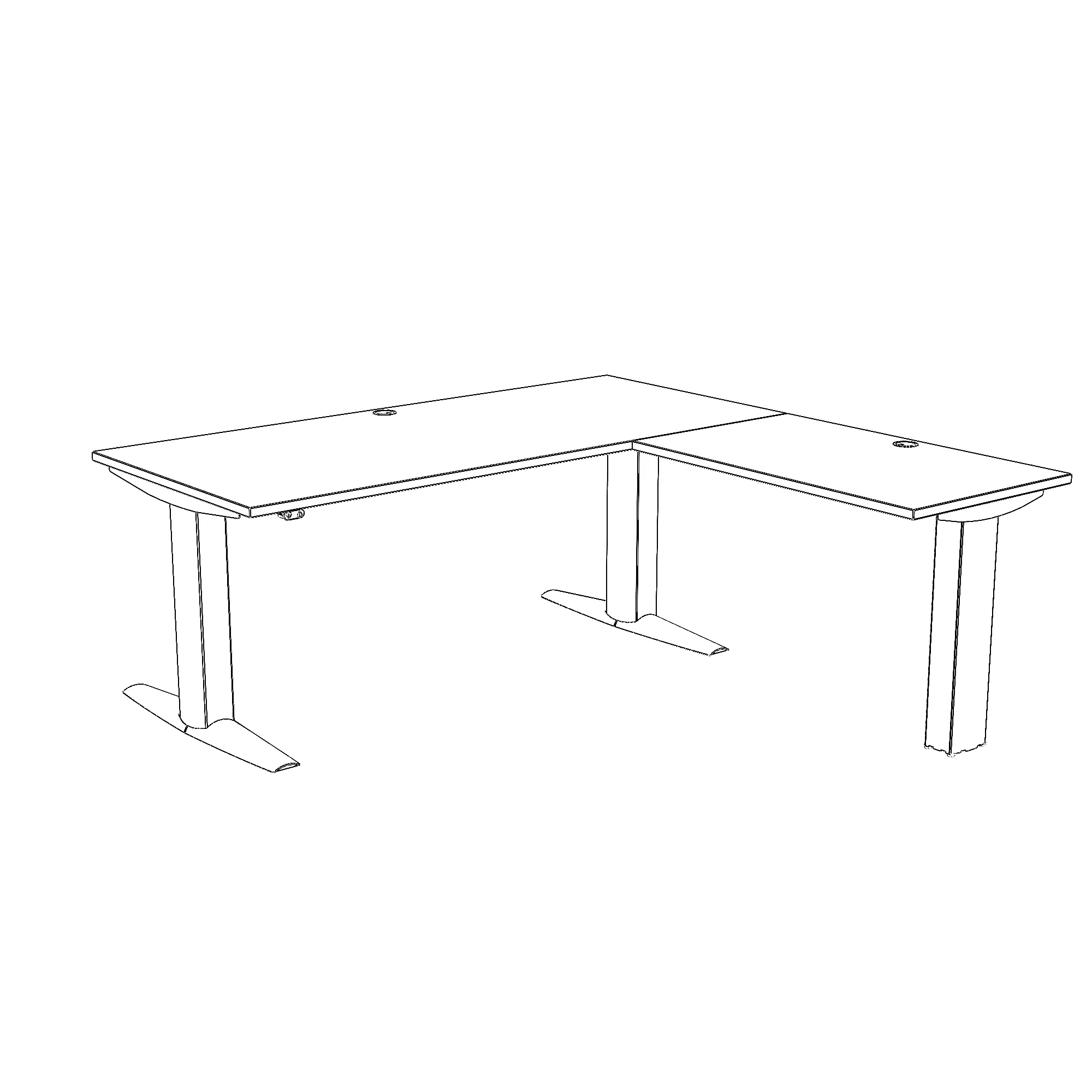Elektrisch verstelbaar bureau | 180x180 cm | Walnoot met zwart frame