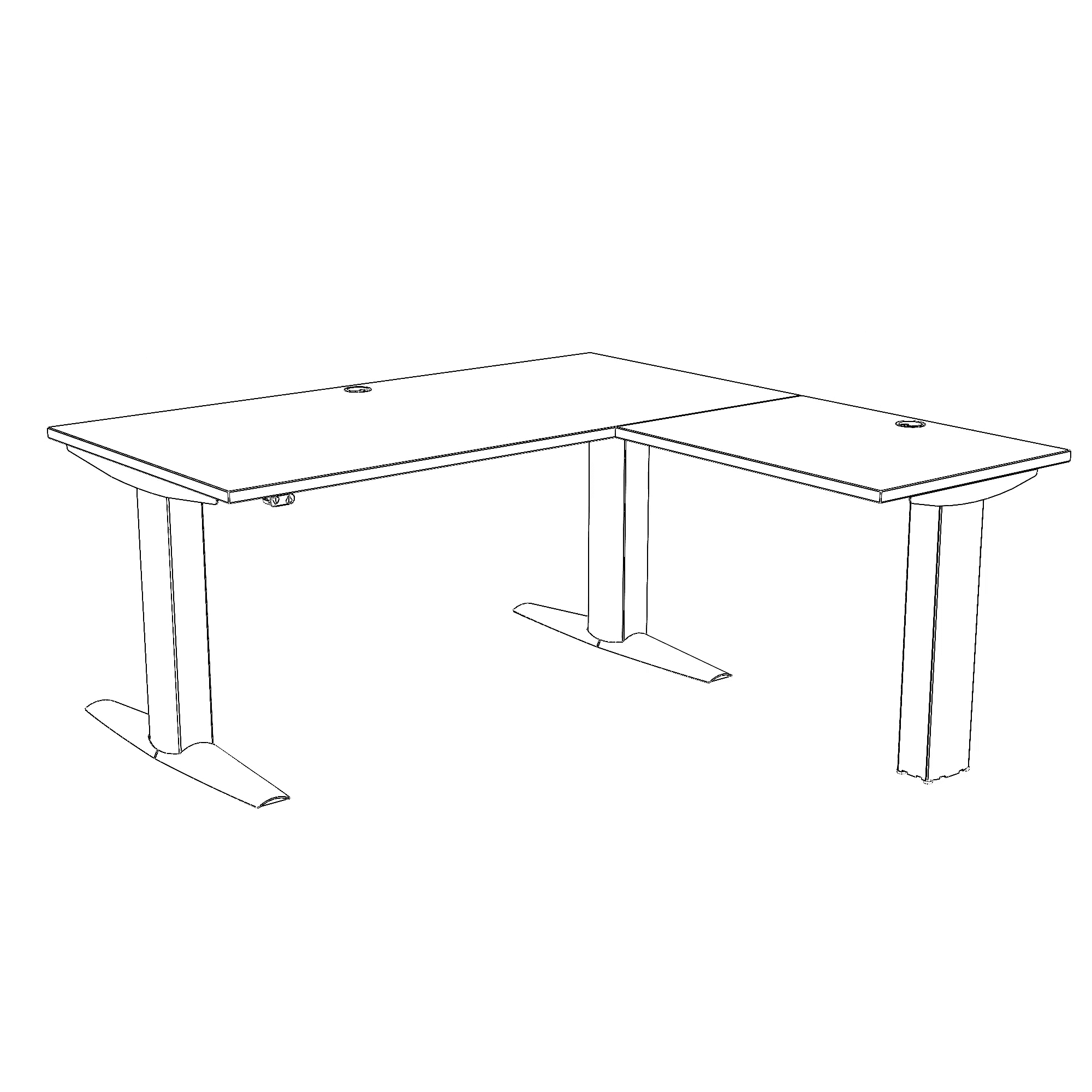 Elektrisch verstelbaar bureau | 160x160 cm | Beuken met zilver frame