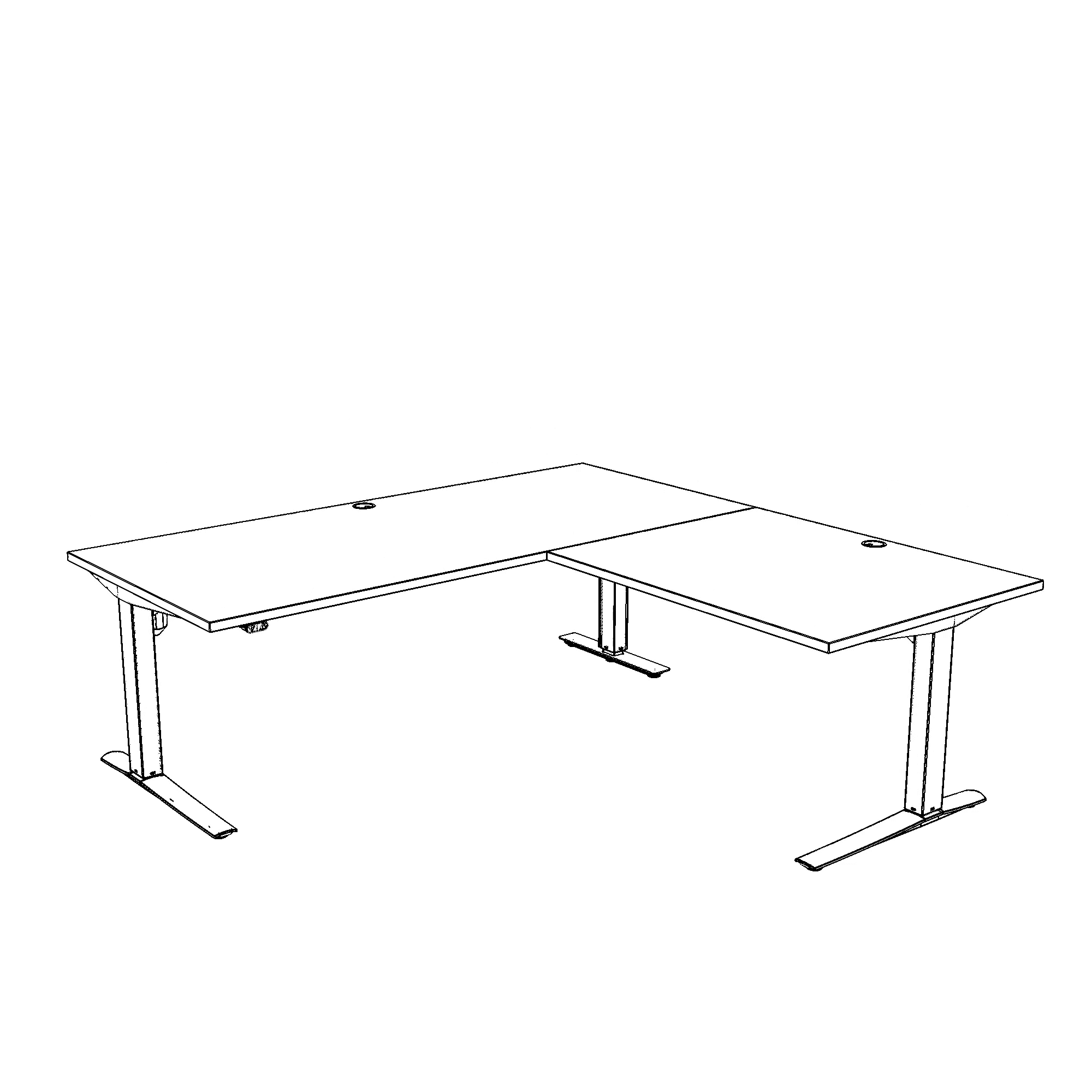 Elektrisch verstelbaar bureau | 180x180 cm | Wit met zwart frame
