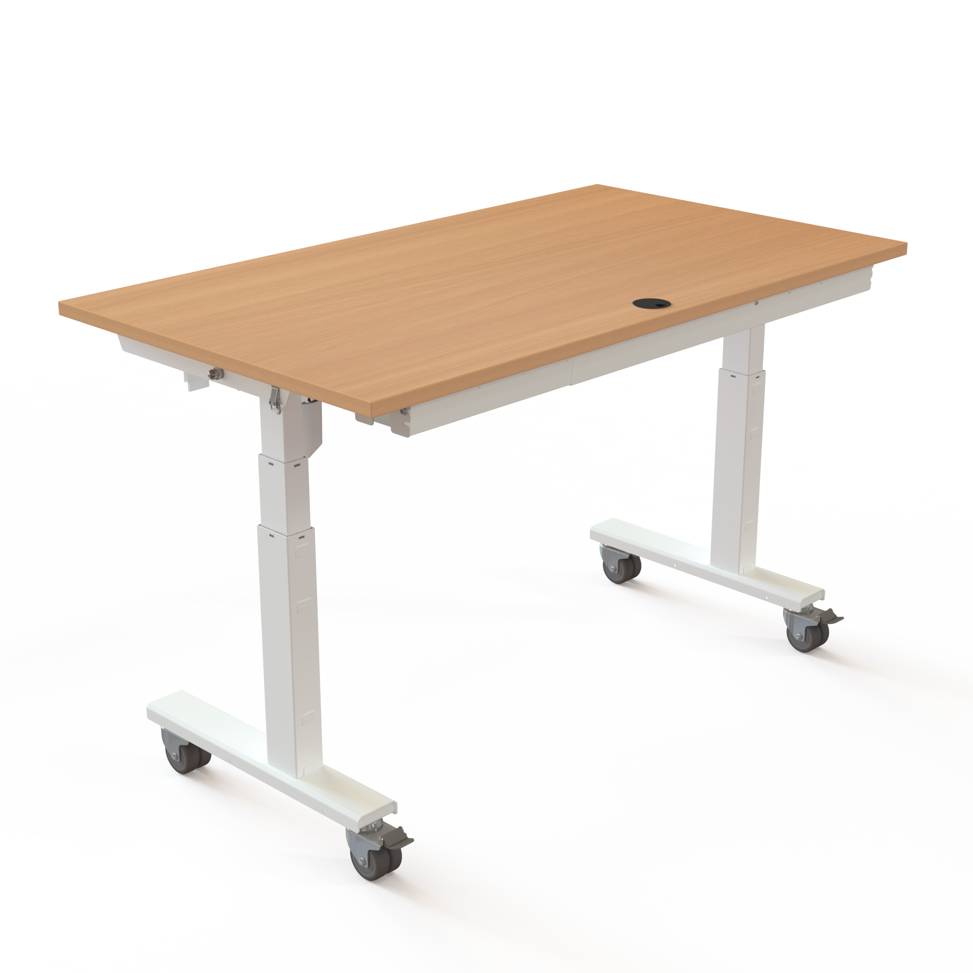 Elektrisch verstelbaar bureau | 140x80 cm | Beuken met wit frame