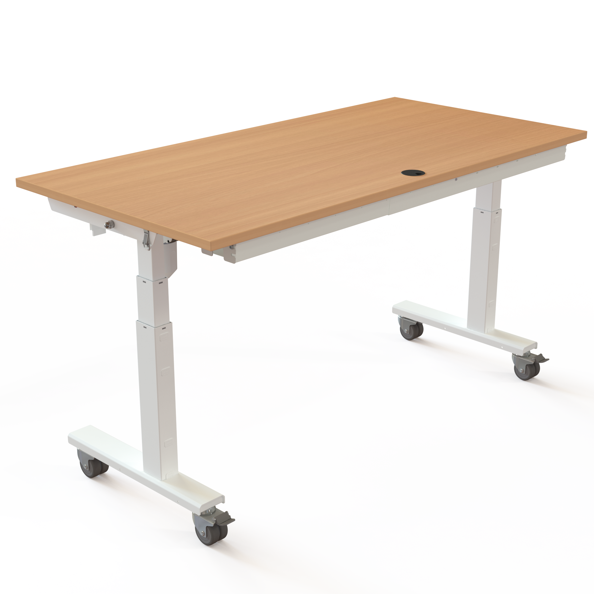 Elektrisch verstelbaar bureau | 160x80 cm | Beuken met wit frame
