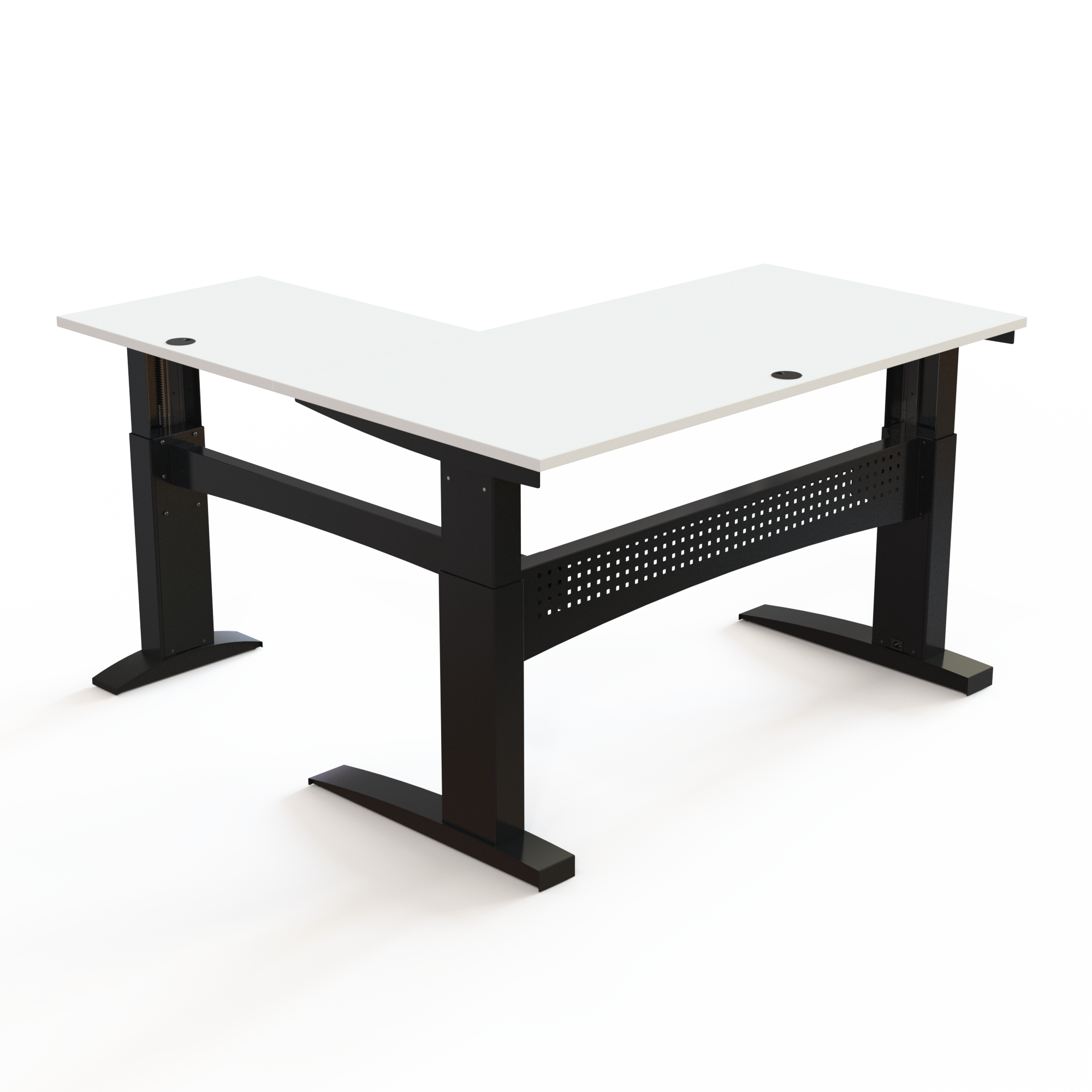 Elektrisch verstelbaar bureau | 160x160 cm | Wit met zwart frame