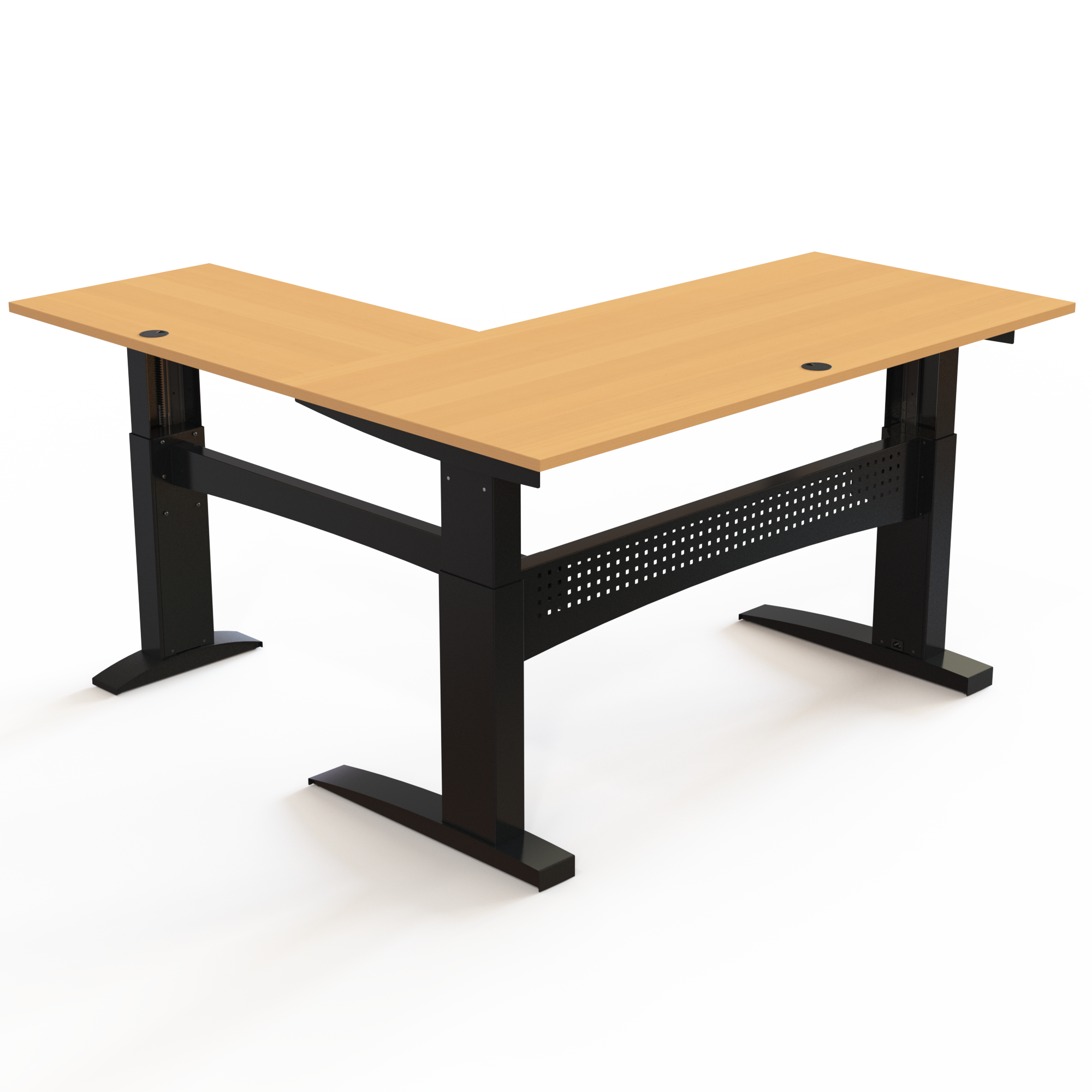 Elektrisch verstelbaar bureau | 180x180 cm | Beuken met zwart frame