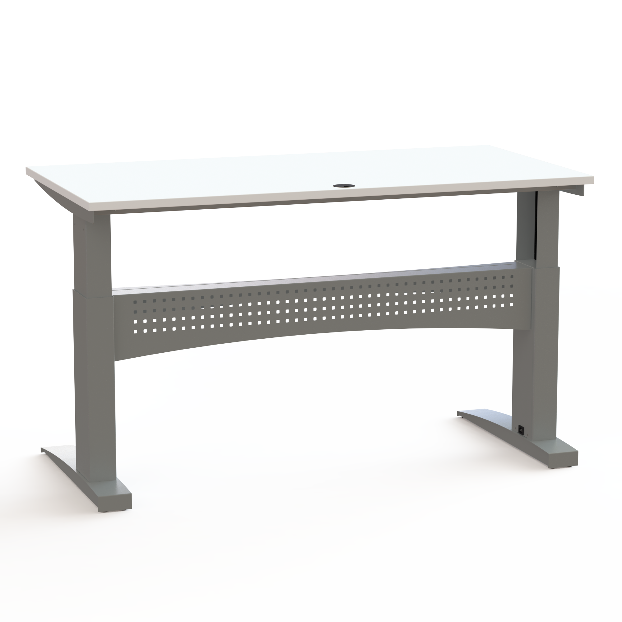 Elektrisch verstelbaar bureau | 160x80 cm | Wit met zilver frame