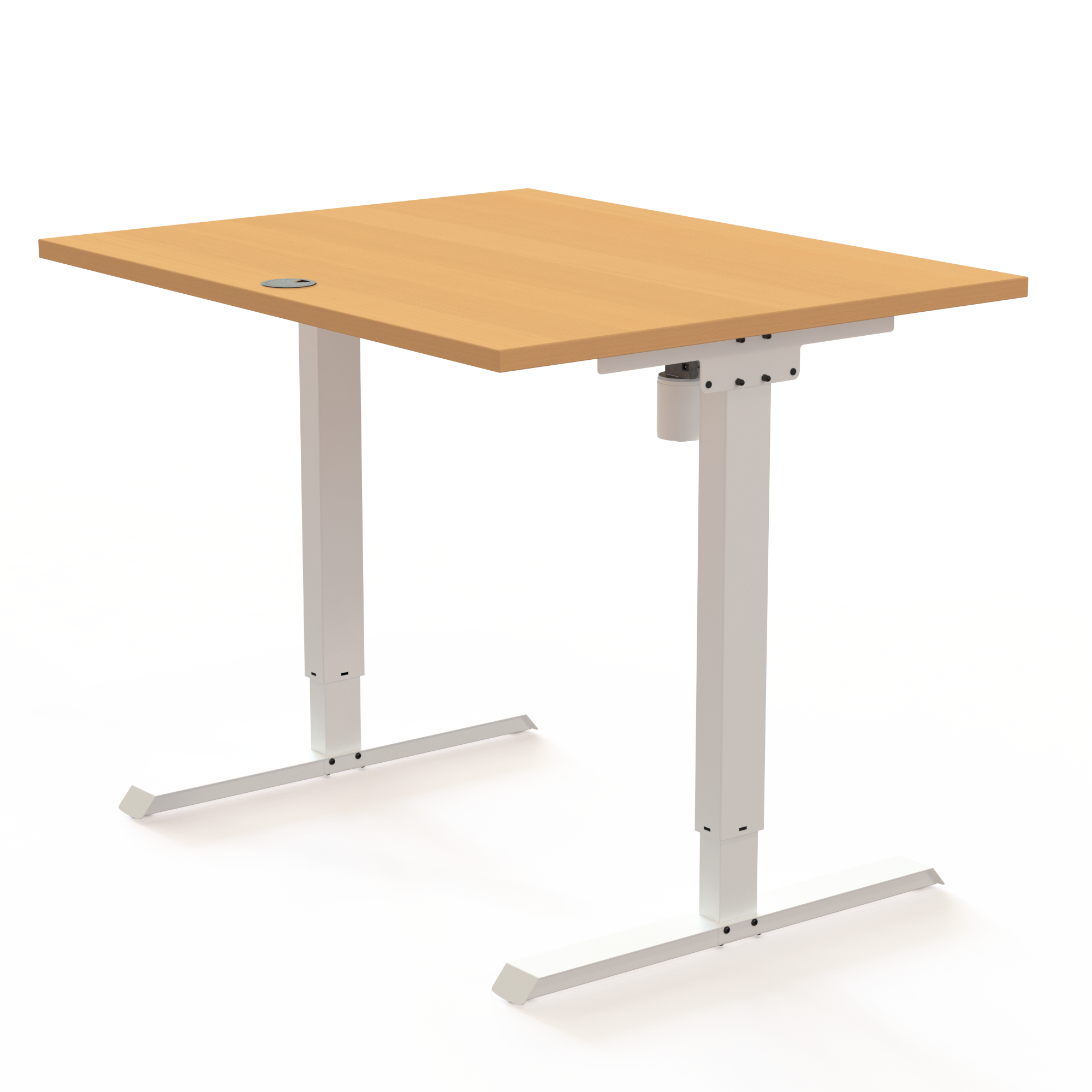 Elektrisch verstelbaar bureau | 100x80 cm | Beuken met wit frame