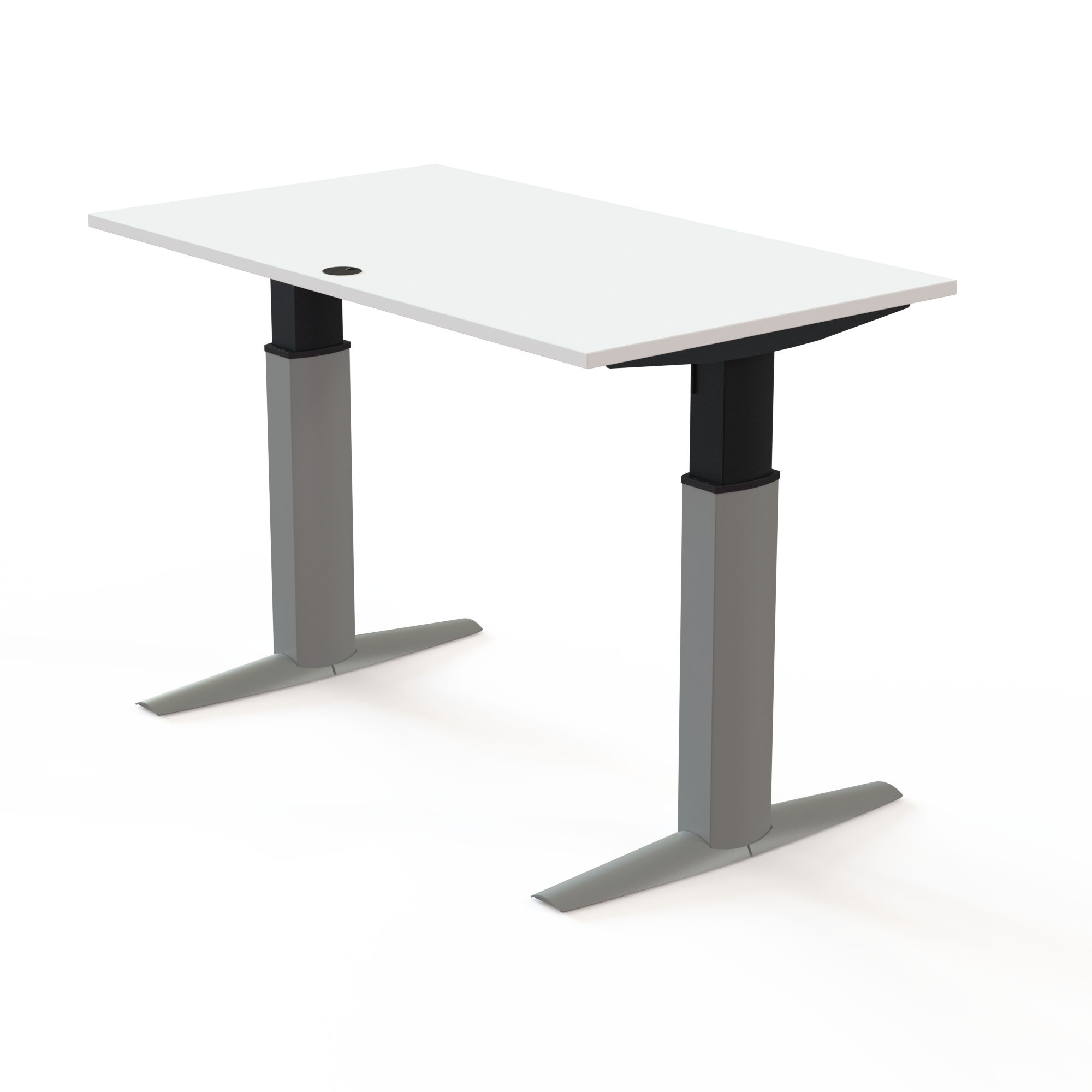 Elektrisch verstelbaar bureau | 140x80 cm | Wit met zilver frame