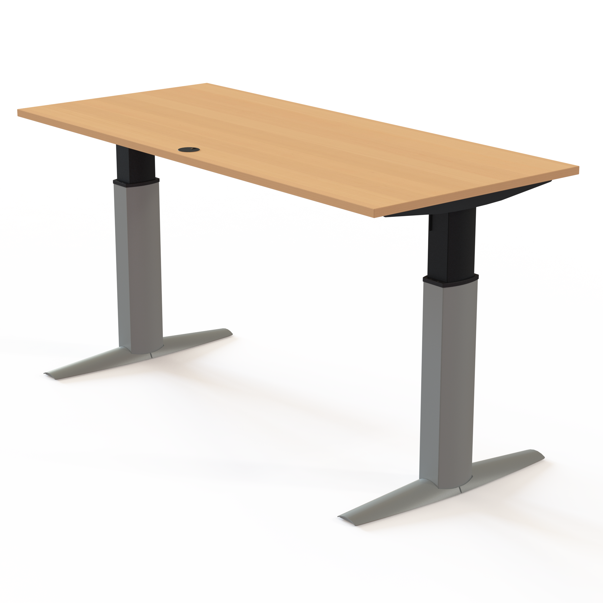 Elektrisch verstelbaar bureau | 180x80 cm | Beuken met zilver frame