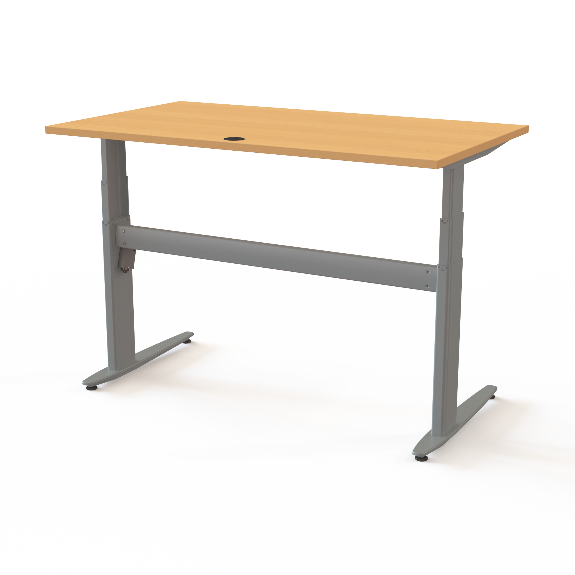 Elektrisch verstelbaar bureau | 140x80 cm | Beuken met zilver frame