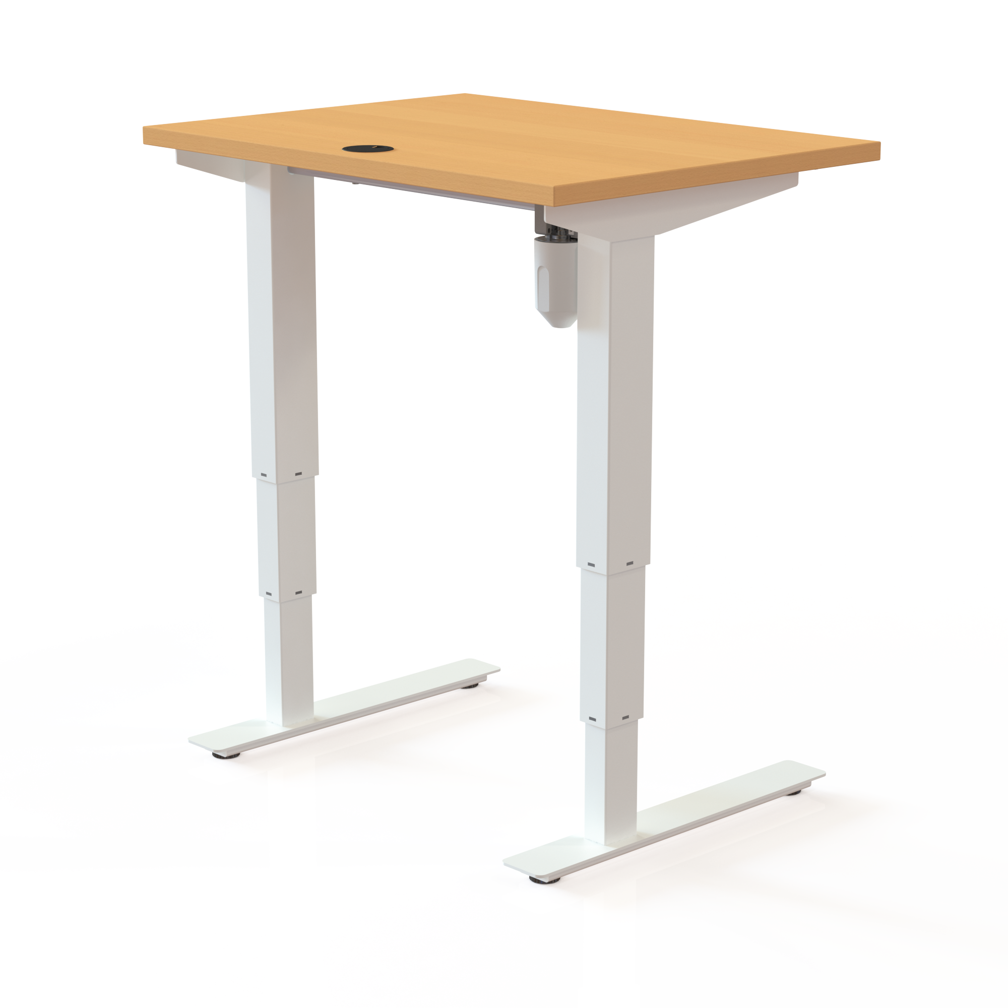 Elektrisch verstelbaar bureau | 80x60 cm | Beuken met wit frame