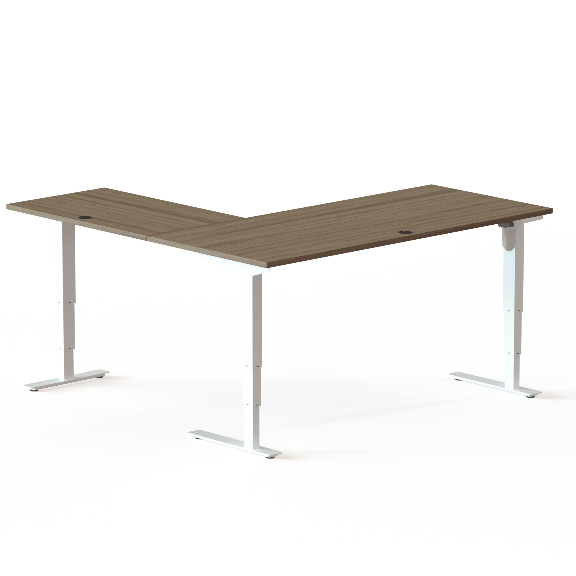 Elektrisch verstelbaar bureau | 180x180 cm | Walnoot met wit frame
