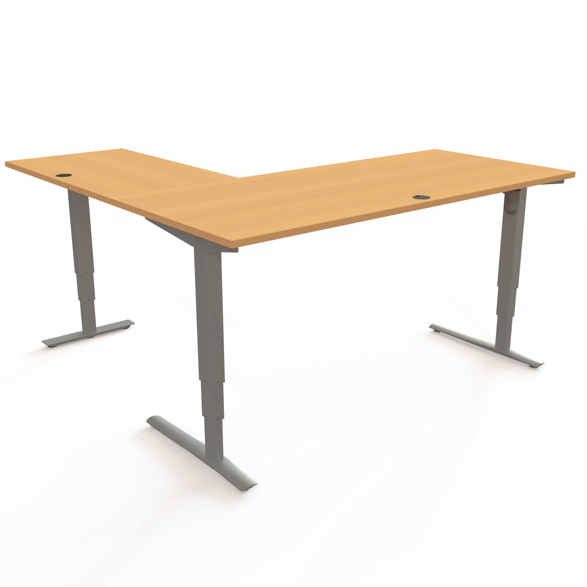 Elektrisch verstelbaar bureau | 180x180 cm | Beuken met zilver frame