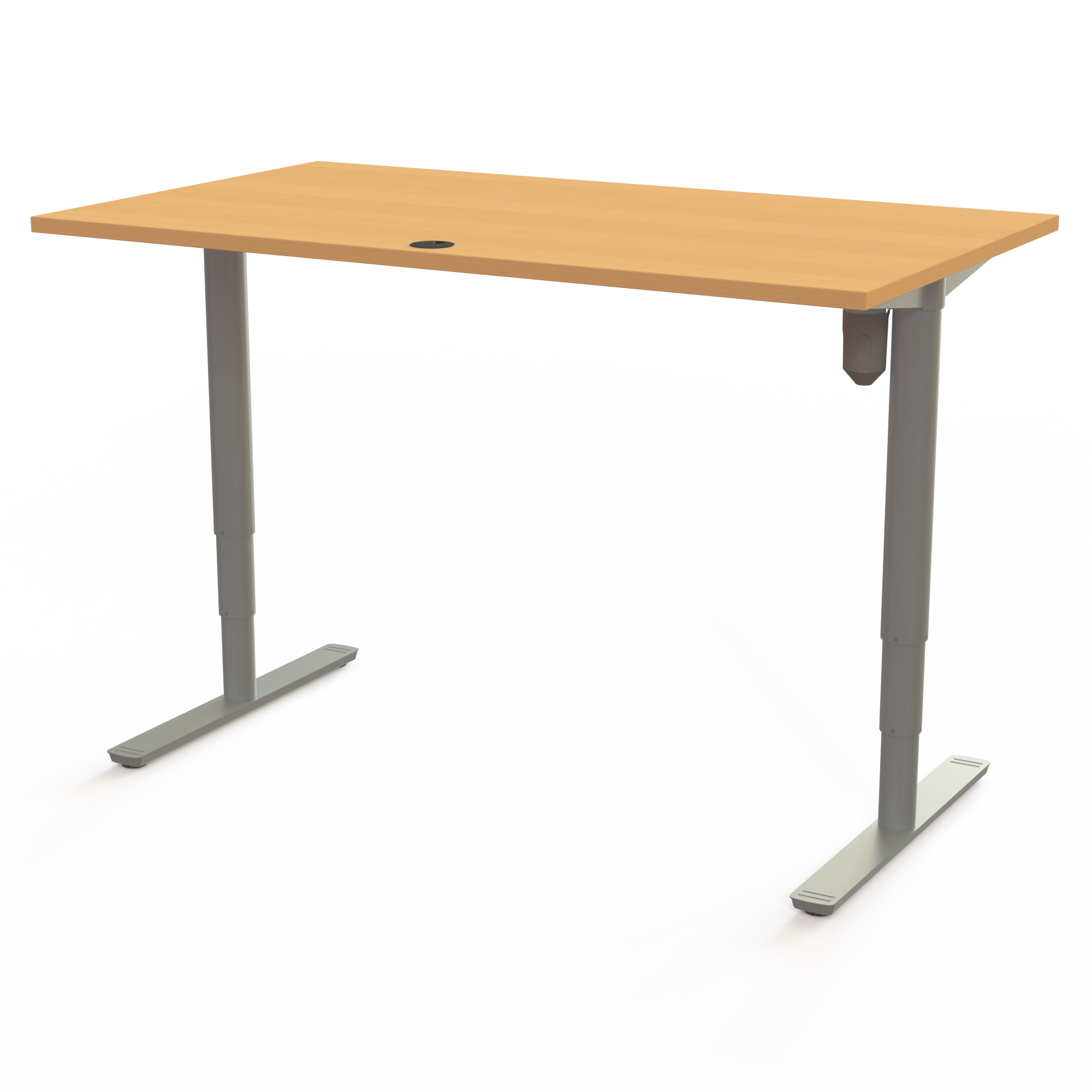 Elektrisch verstelbaar bureau | 140x80 cm | Beuken met zilver frame