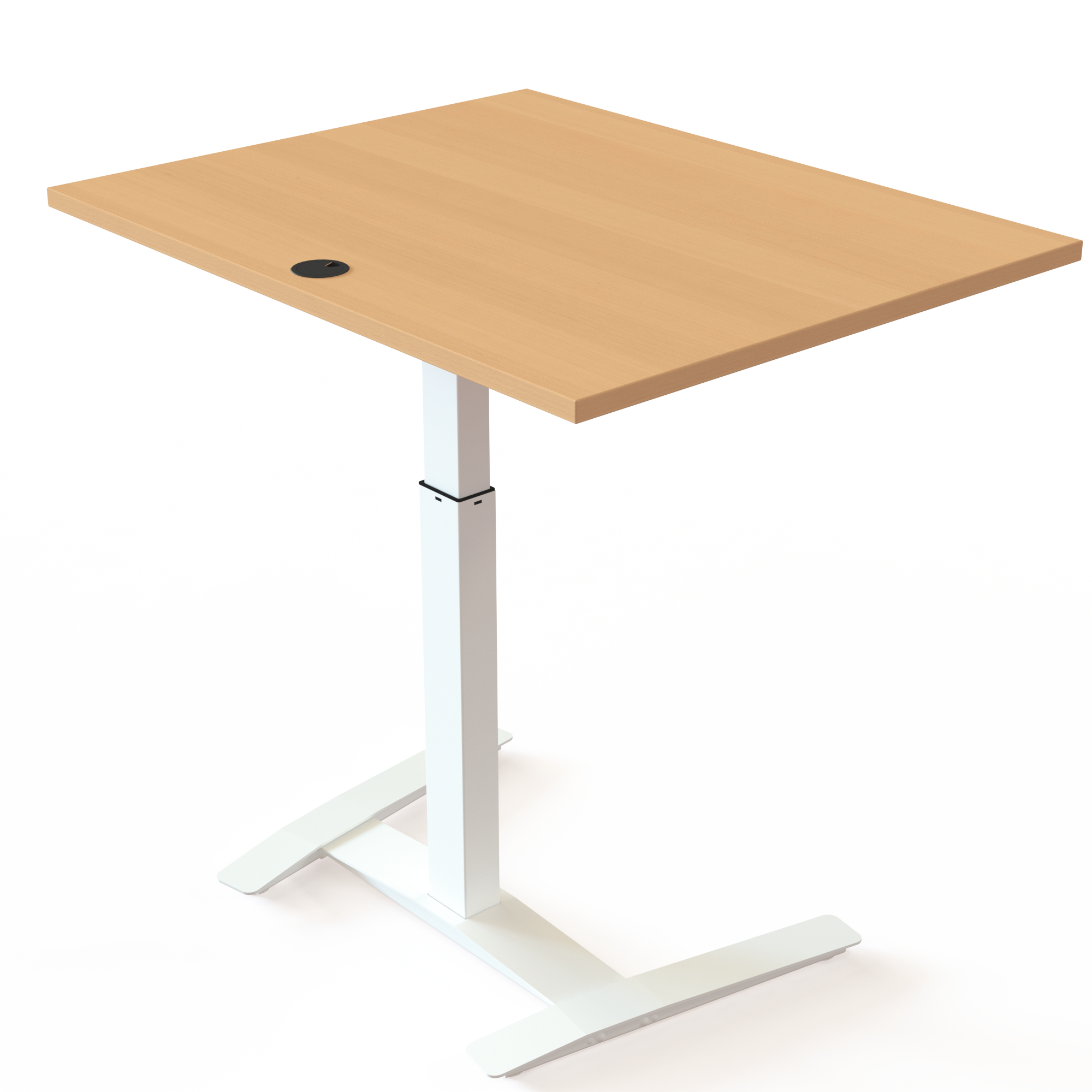 Elektrisch verstelbaar bureau | 100x80 cm | Beuken met wit frame