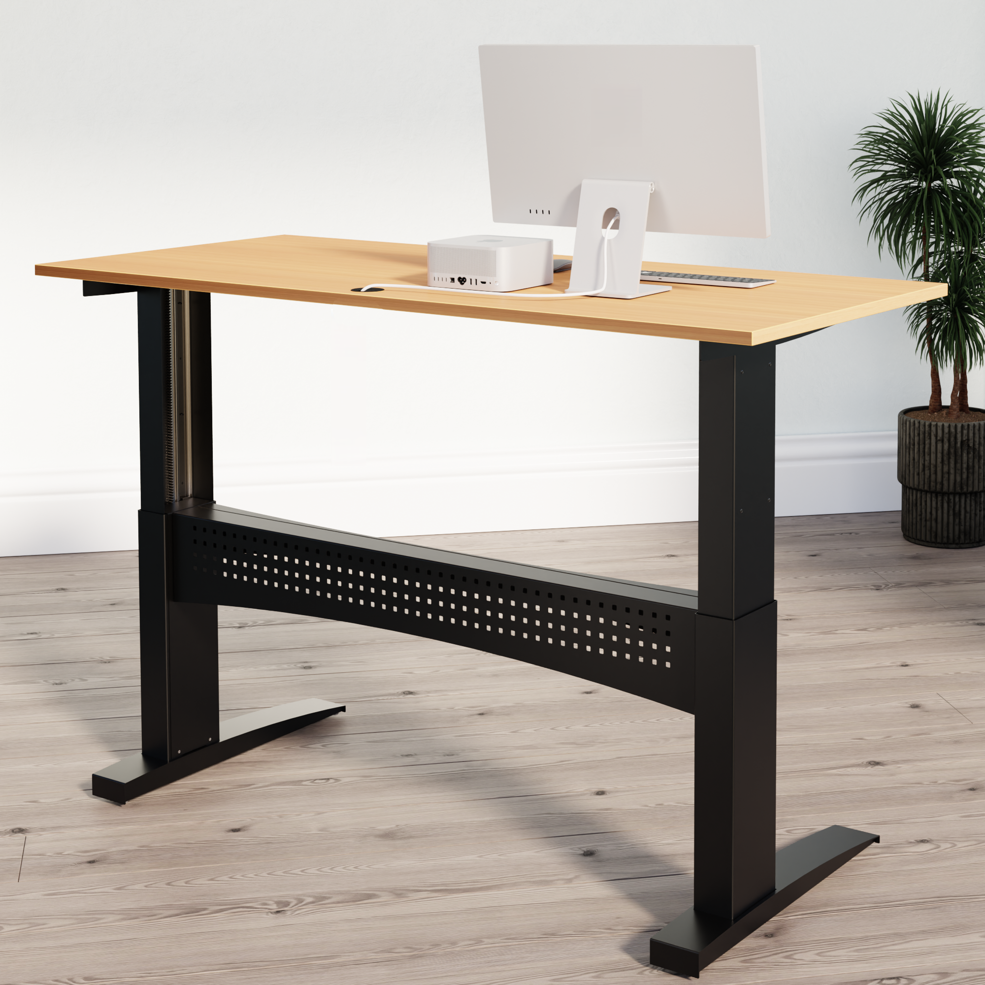 Elektrisch verstelbaar bureau | 180x80 cm | Beuken met zwart frame