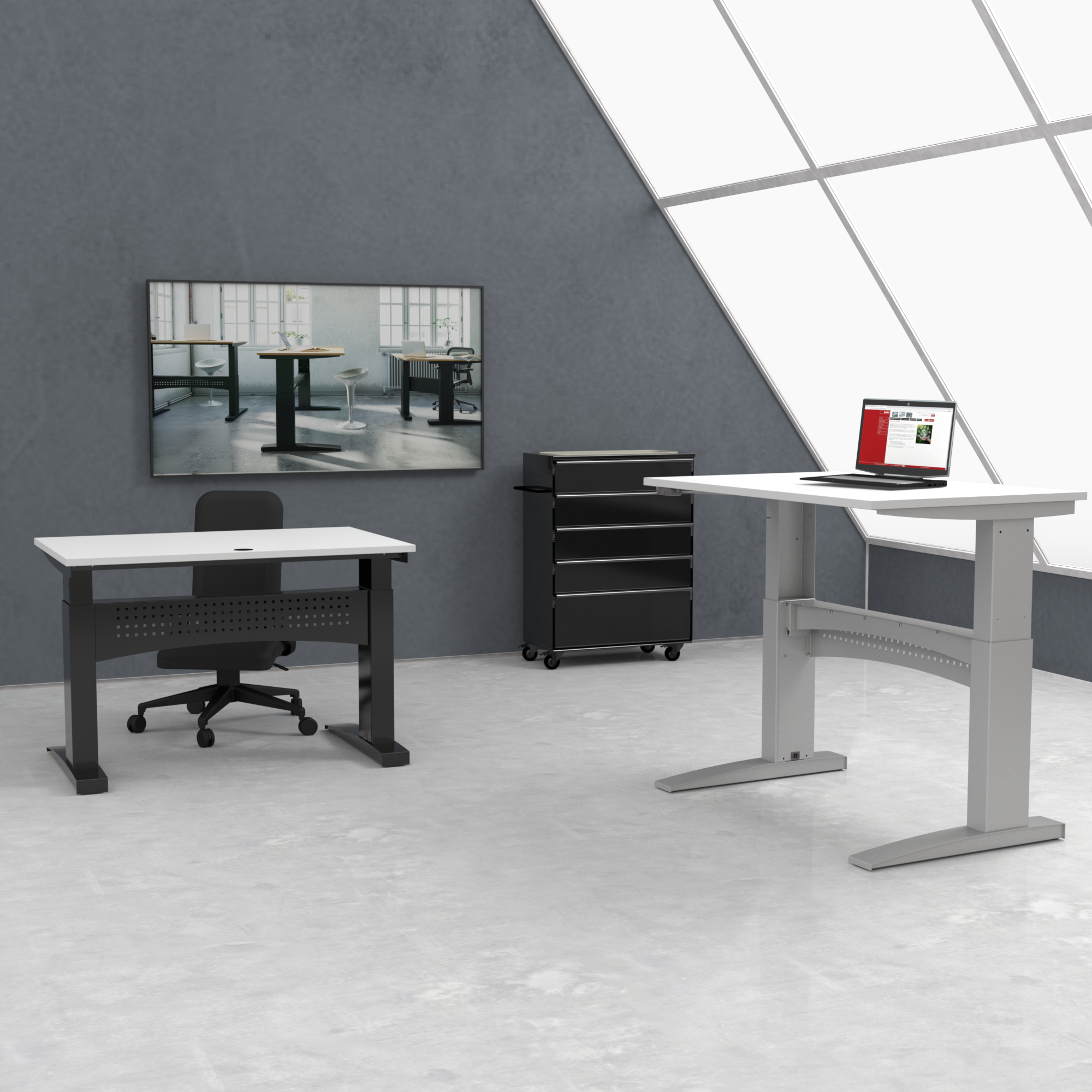 Elektrisch verstelbaar bureau | 180x80 cm | Wit met zwart frame