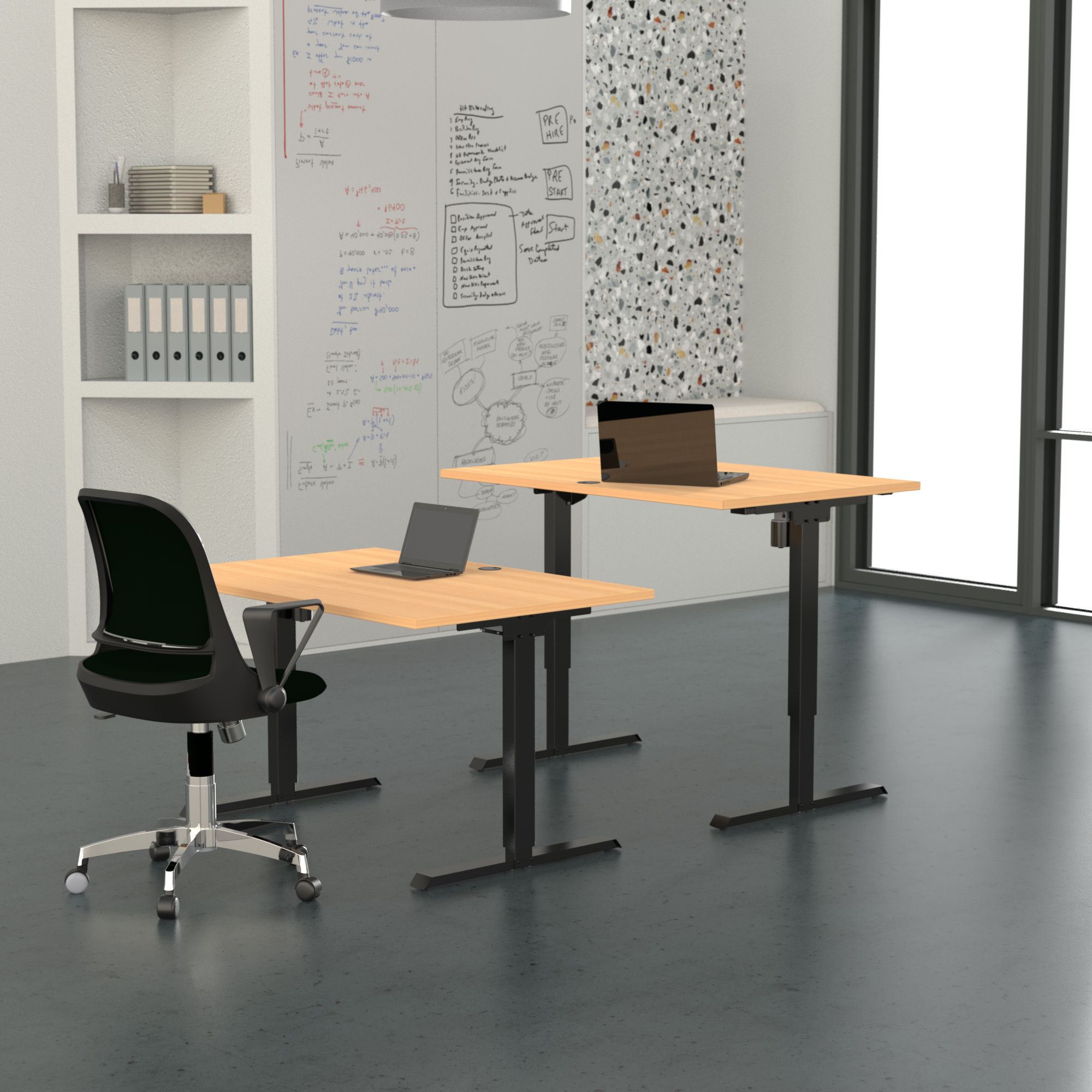 Elektrisch verstelbaar bureau | 120x80 cm | Beuken met zwart frame