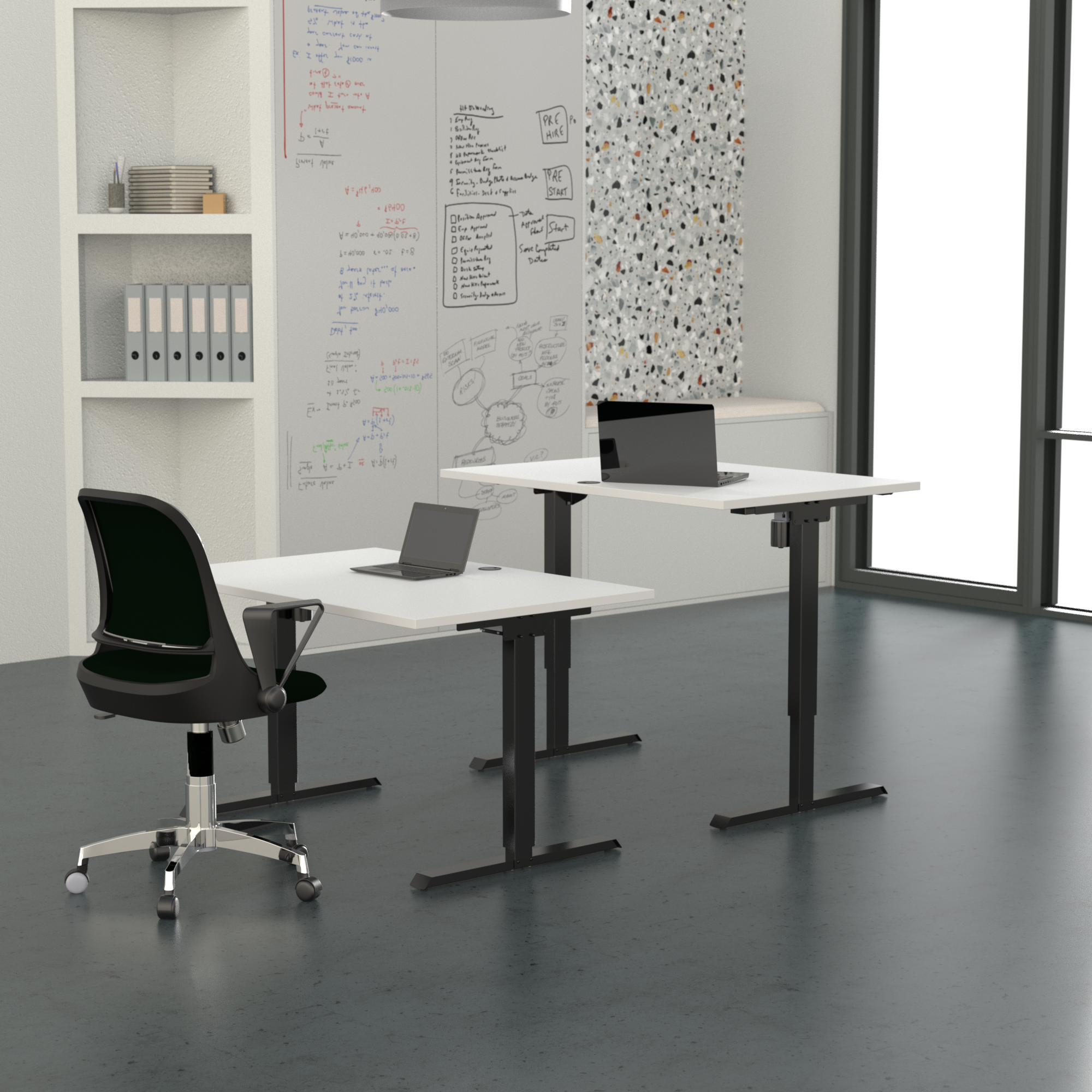 Elektrisch verstelbaar bureau | 180x80 cm | Wit met zwart frame