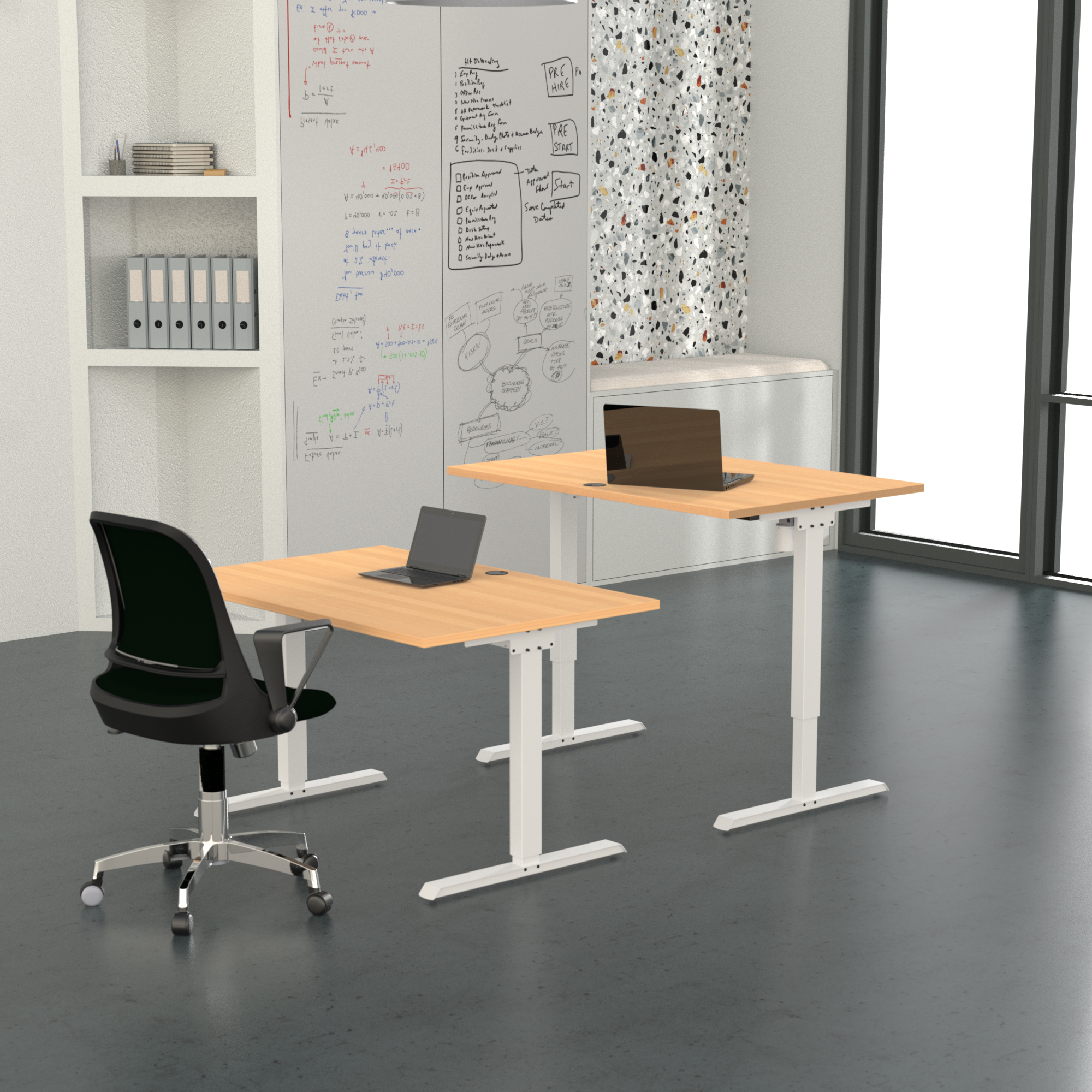 Elektrisch verstelbaar bureau | 120x80 cm | Beuken met wit frame