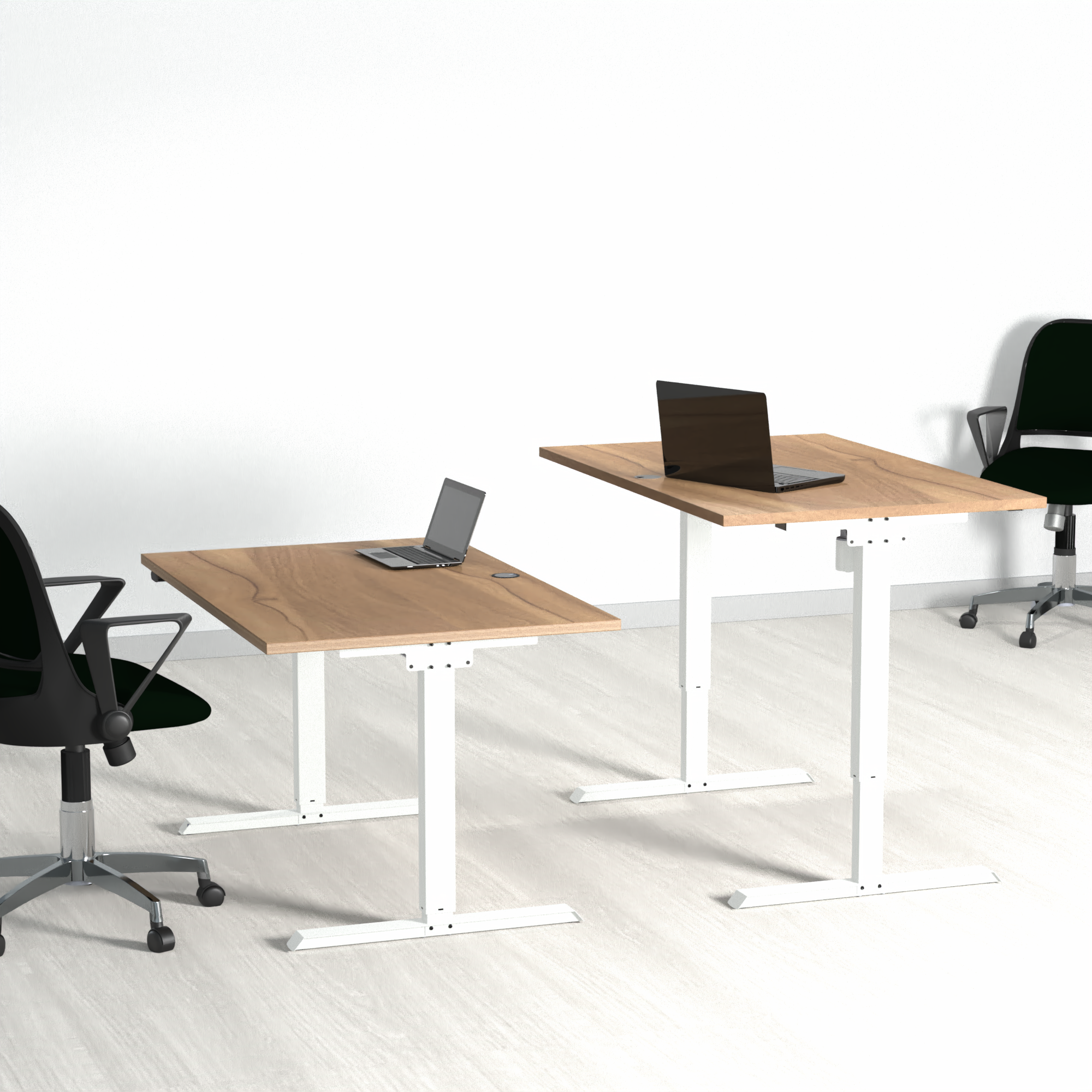 Elektrisch verstelbaar bureau | 180x80 cm | Walnoot met wit frame