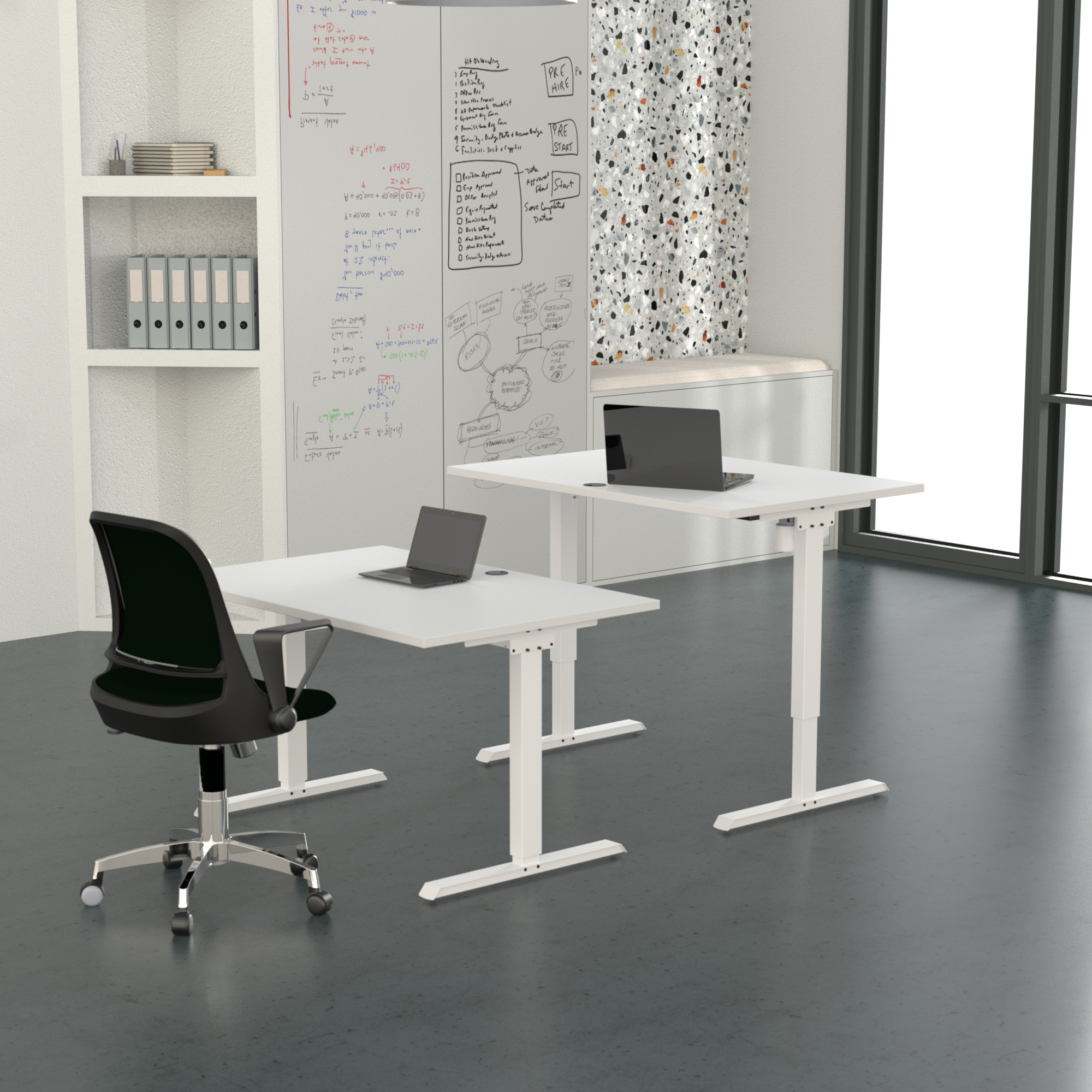 Elektrisch verstelbaar bureau | 100x80 cm | Wit met wit frame