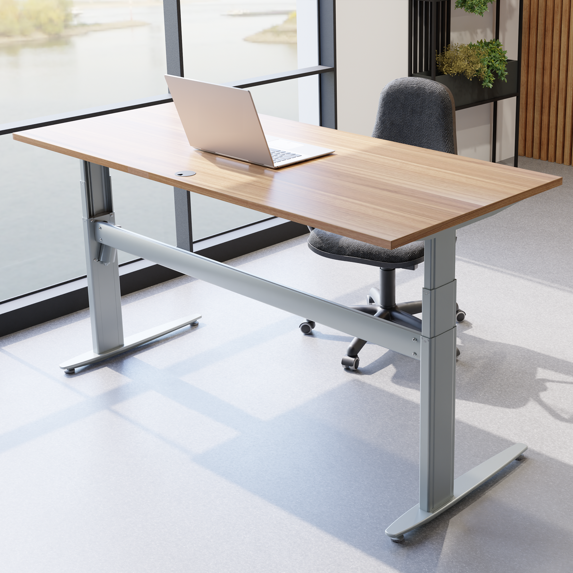 Elektrisch verstelbaar bureau | 180x80 cm | Walnoot met zilver frame