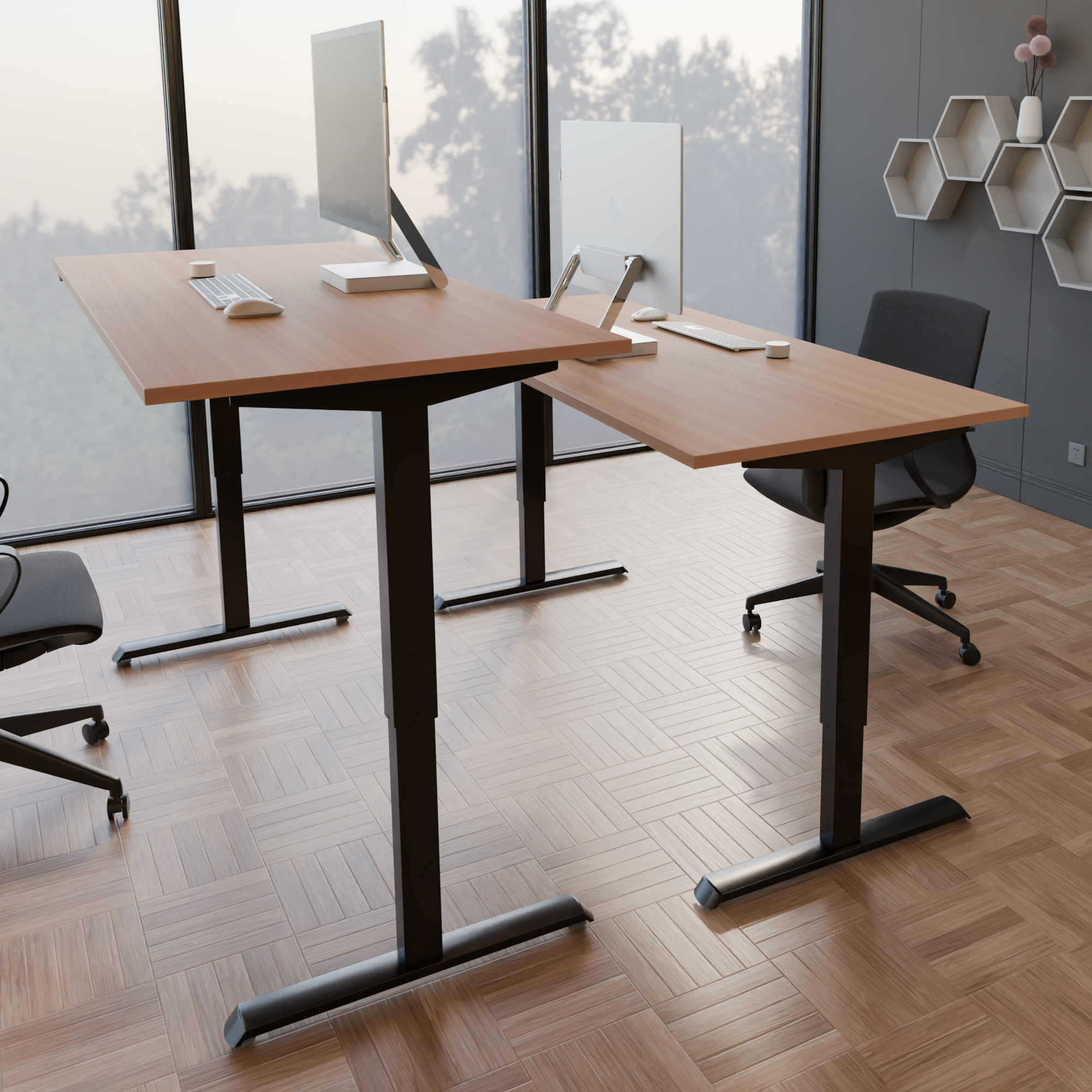 Elektrisch verstelbaar bureau | 120x80 cm | Beuken met zwart frame