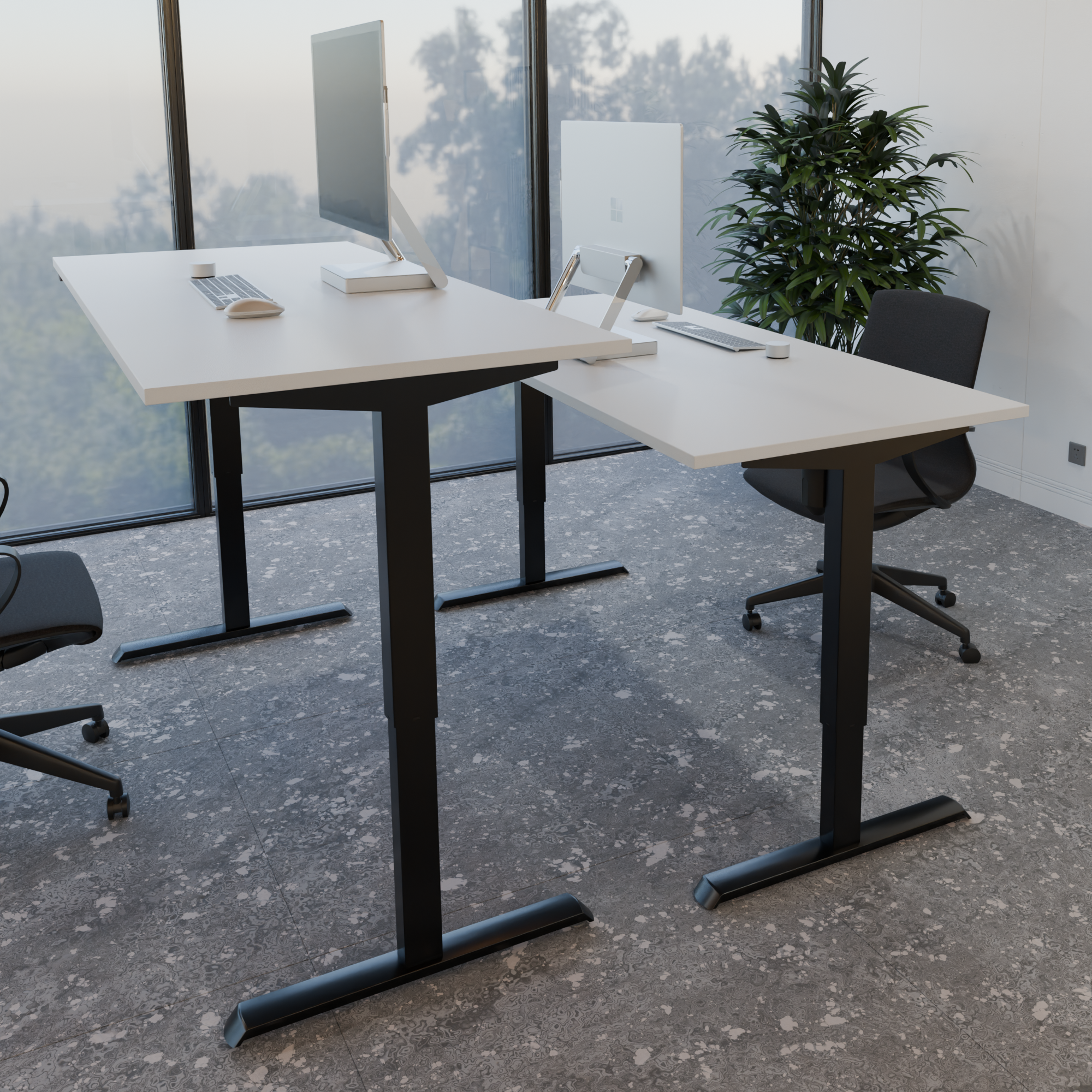 Elektrisch verstelbaar bureau | 120x80 cm | Wit met zwart frame