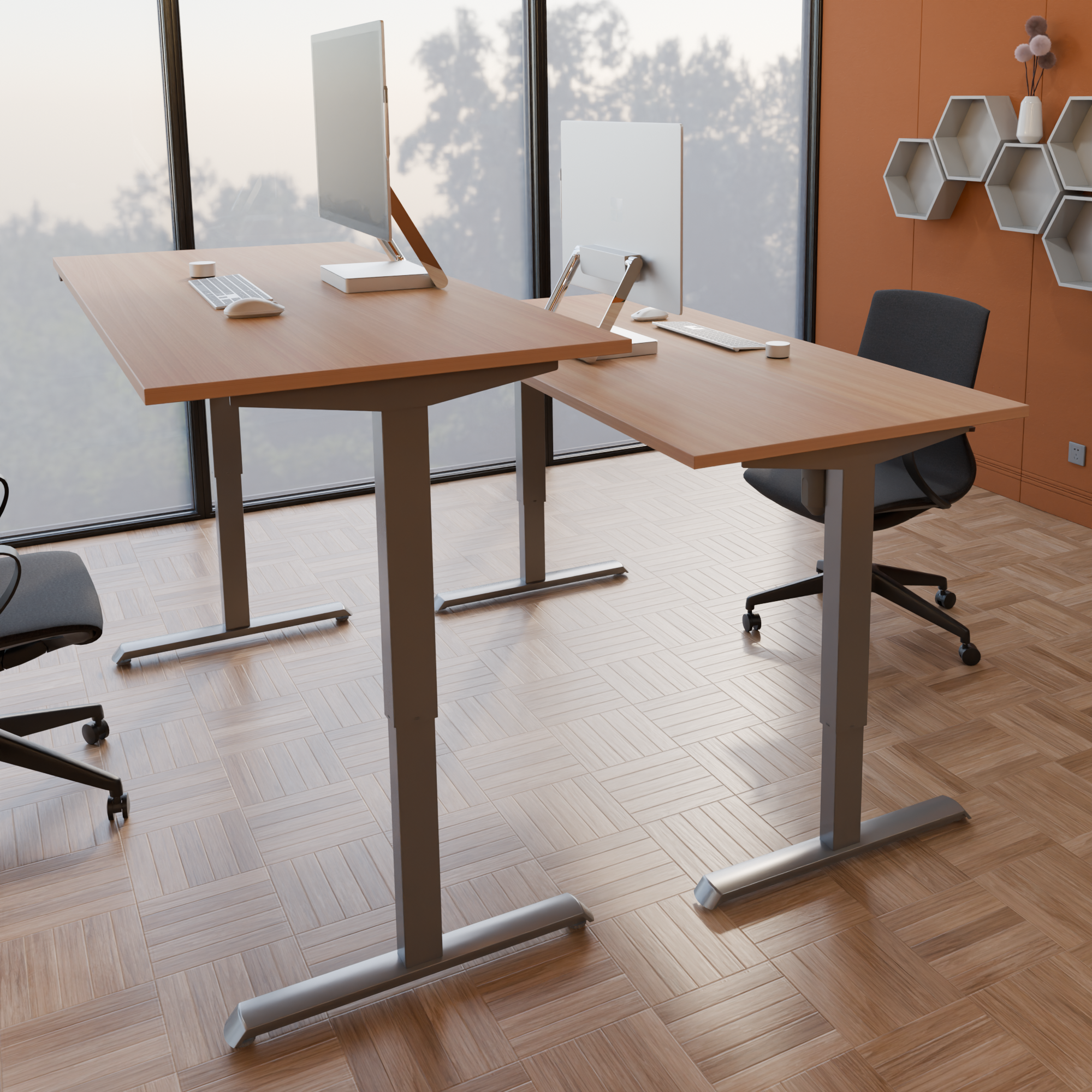 Elektrisch verstelbaar bureau | 120x80 cm | Beuken met zilver frame