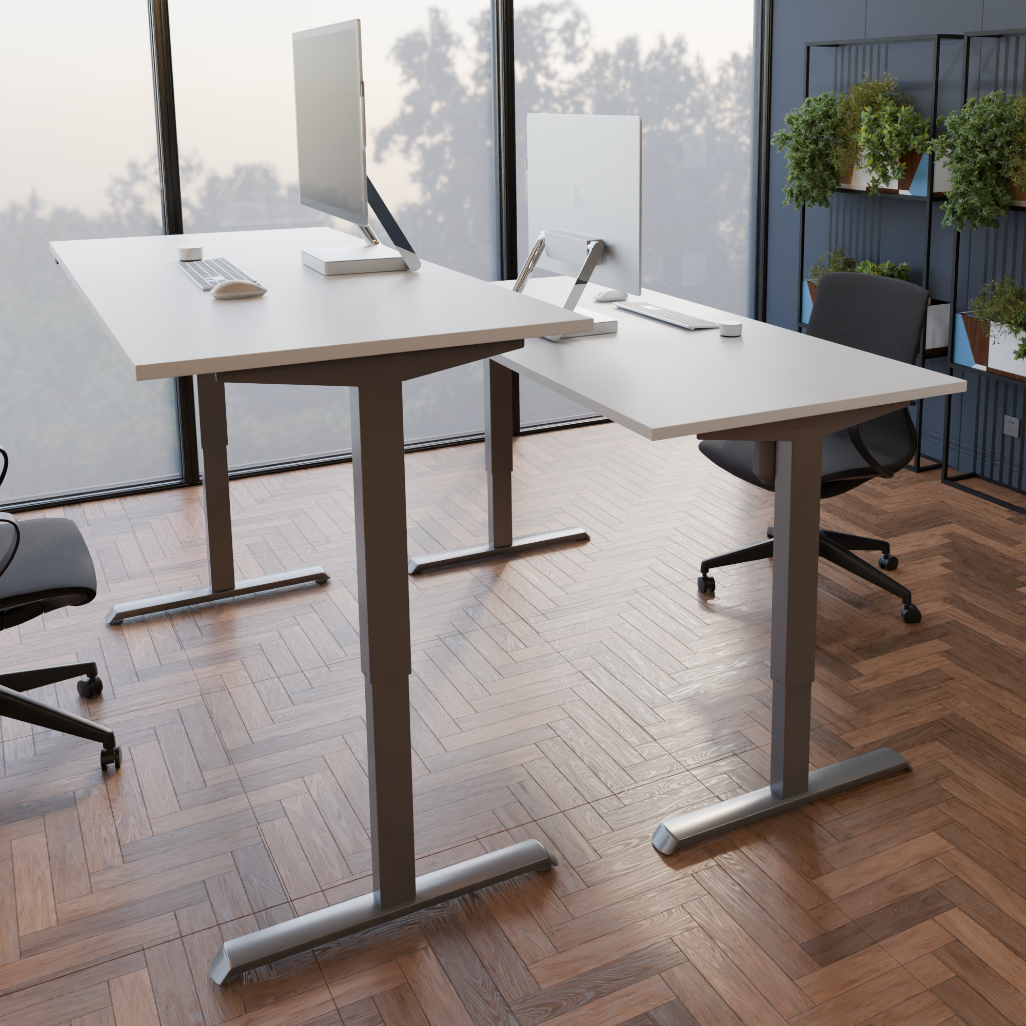Elektrisch verstelbaar bureau | 120x80 cm | Wit met zilver frame
