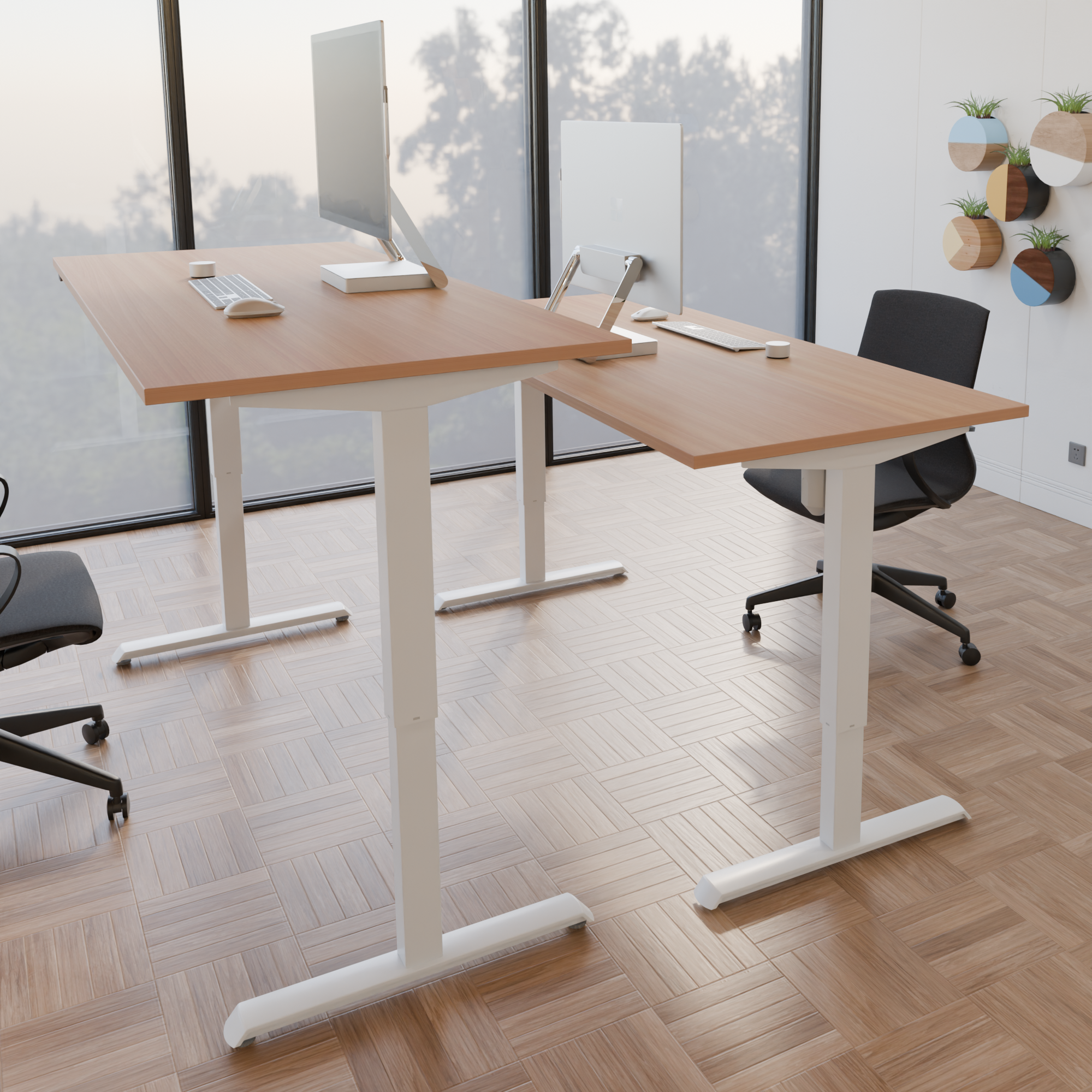 Elektrisch verstelbaar bureau | 120x80 cm | Beuken met wit frame