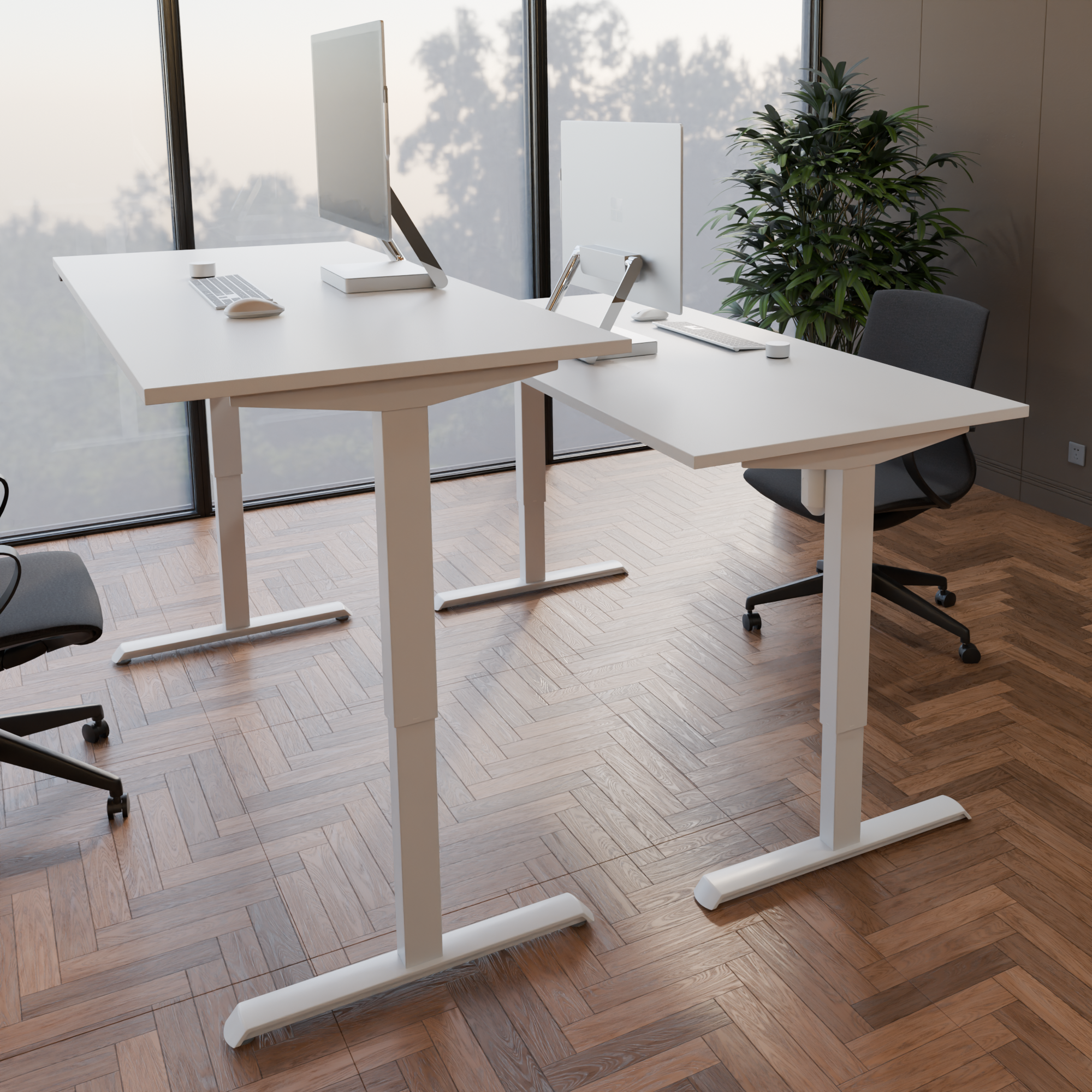 Elektrisch verstelbaar bureau | 180x80 cm | Wit met wit frame