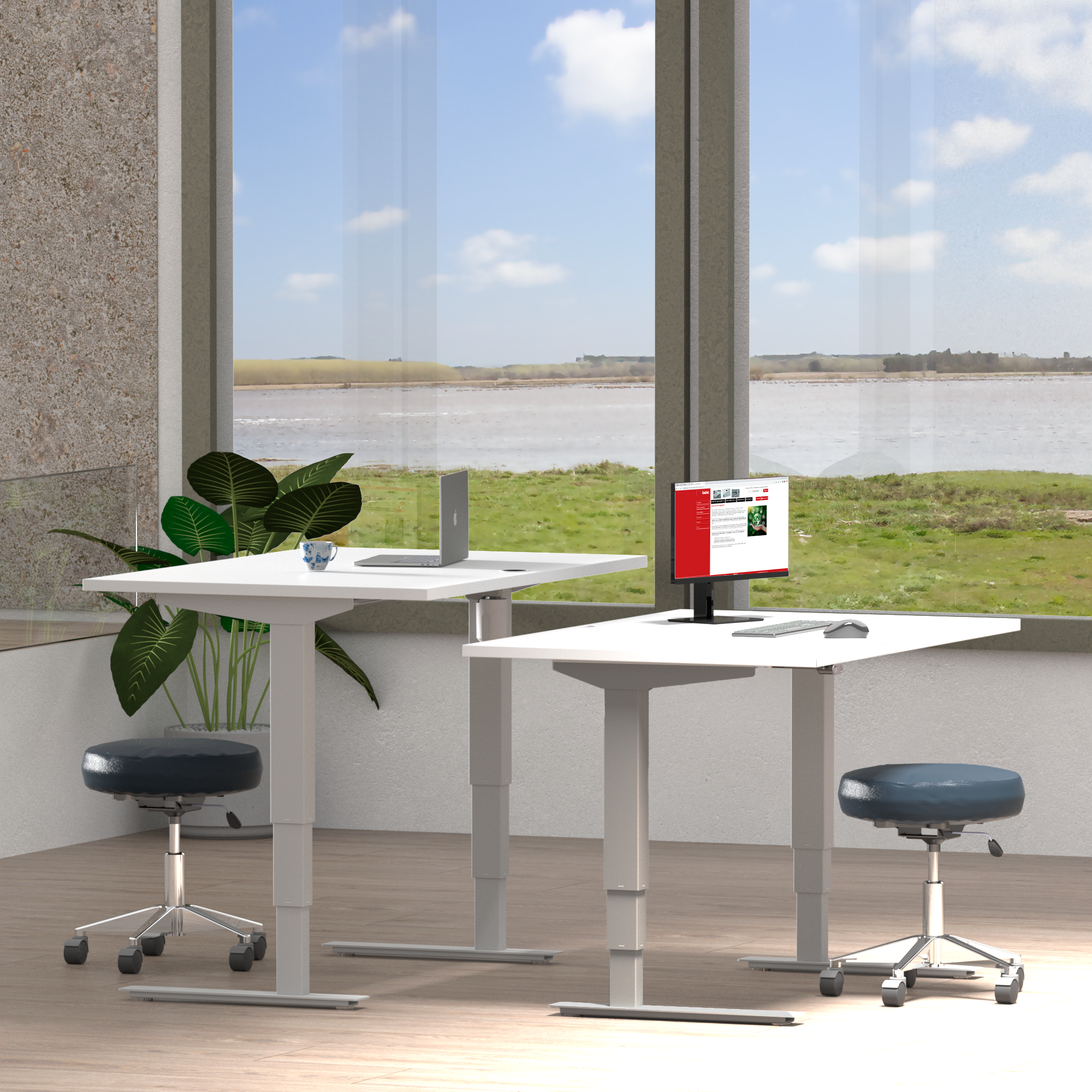 Elektrisch verstelbaar bureau | 120x60 cm | Wit met zilver frame