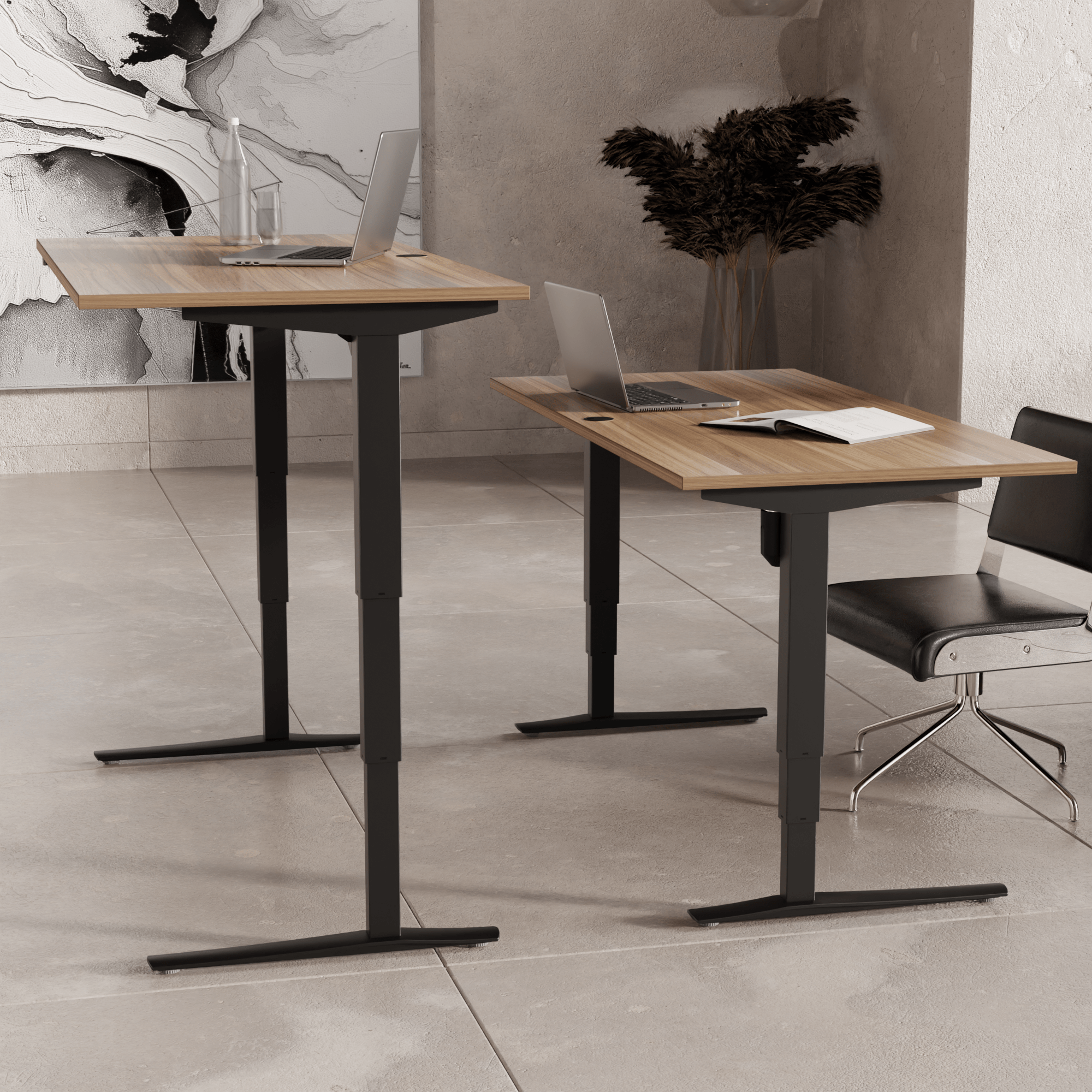 Elektrisch verstelbaar bureau | 180x80 cm | Walnoot met zwart frame