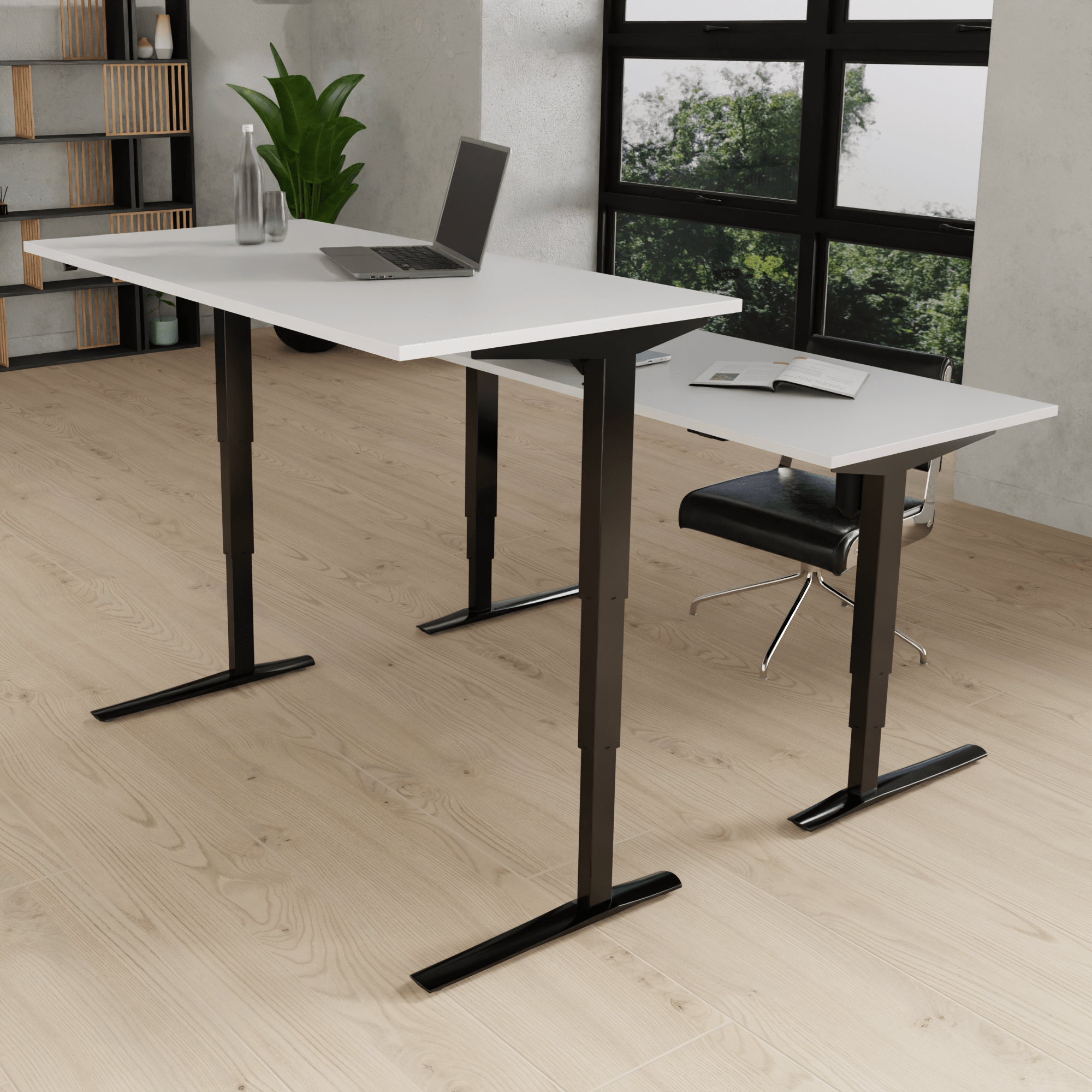 Elektrisch verstelbaar bureau | 160x80 cm | Wit met zwart frame