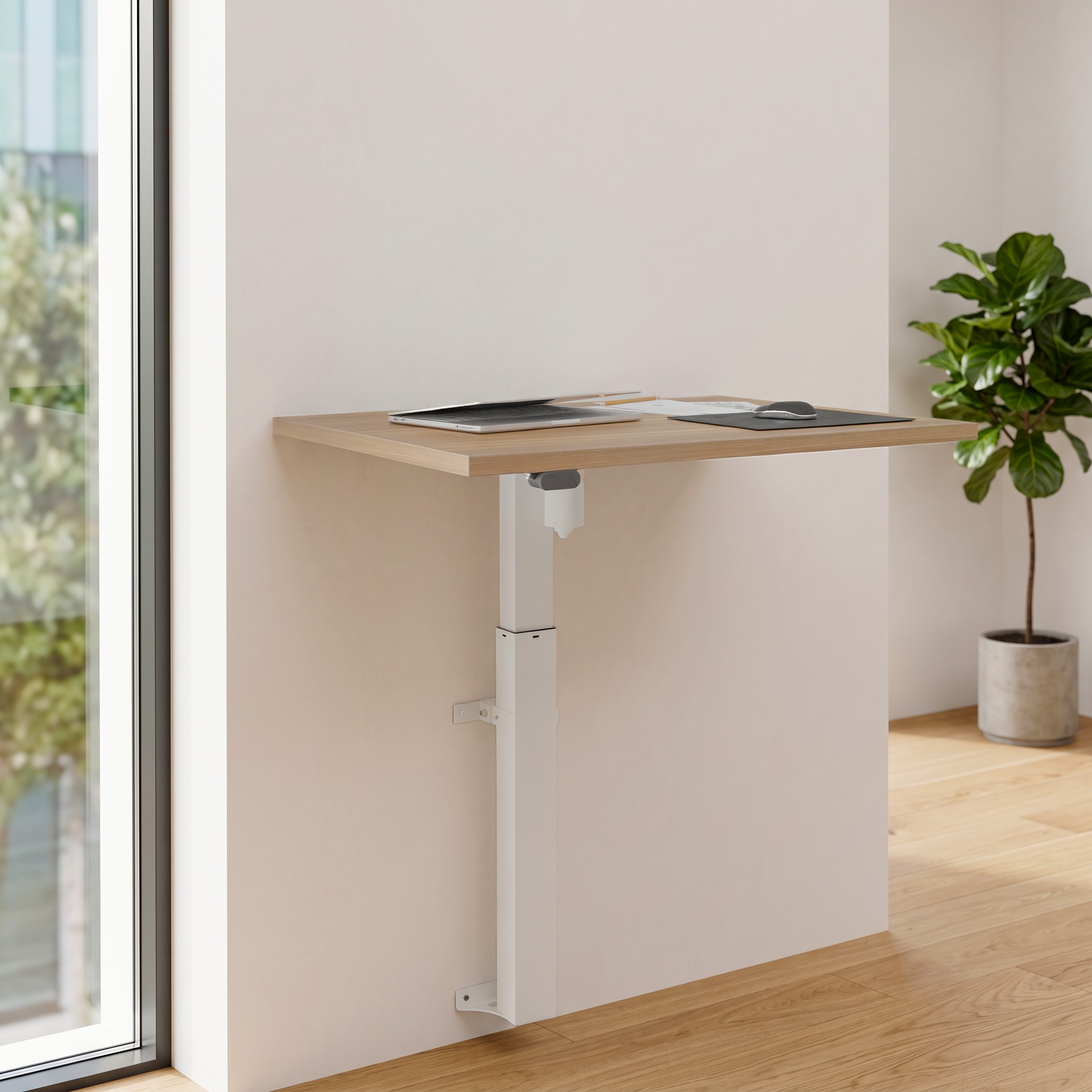 Elektrisch verstelbaar bureau | 80x60 cm | Walnoot met wit frame